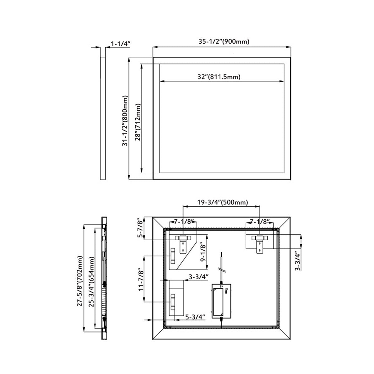 Black Alu Frame Mirror 5005 3631