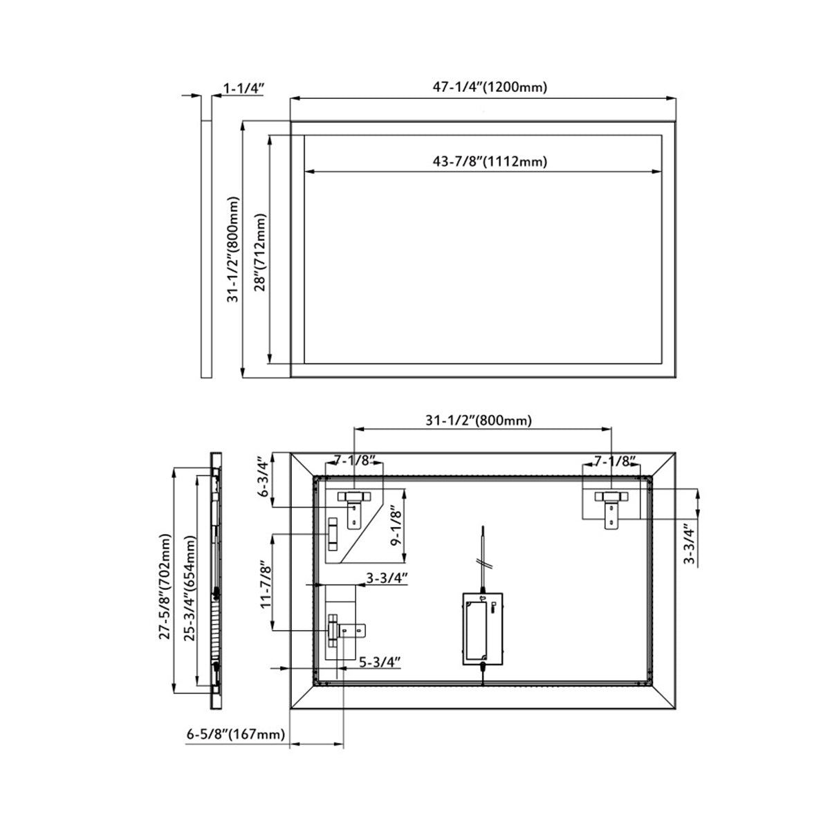 Black Alu Frame Mirror 5005 4831