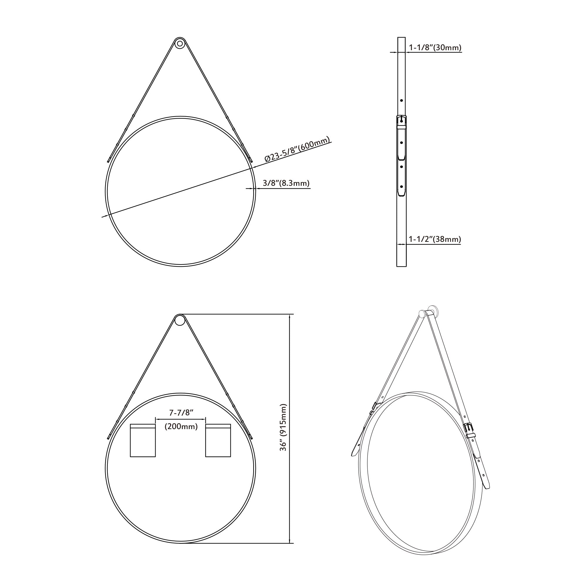 Dia 24 ” Frame/Belt Wall Mirror 5006 024 Series