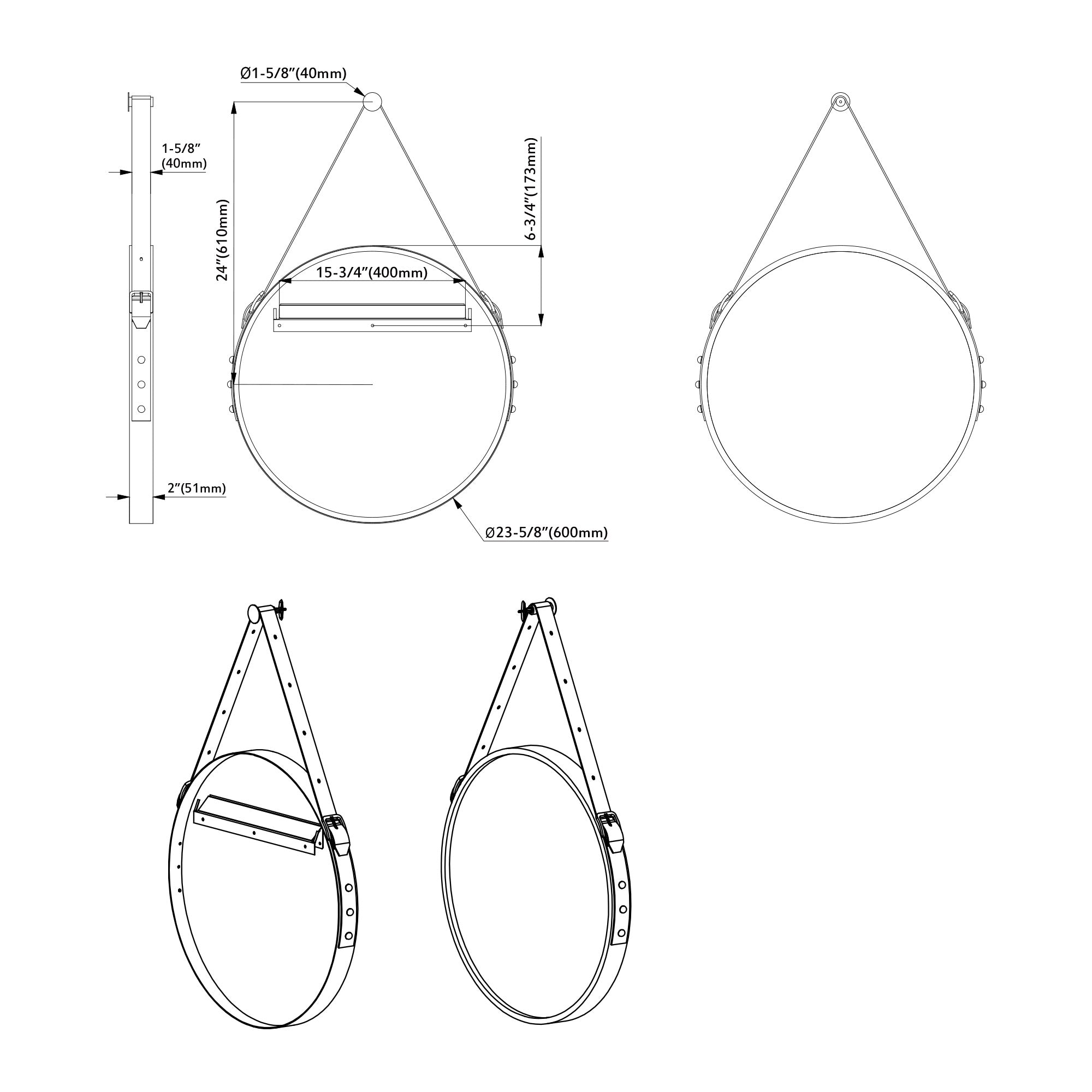 Dia 24 ” Frame/Belt Wall Mirror 5006 024 Series