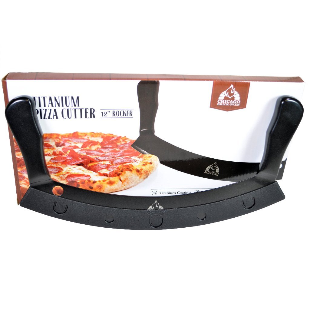 Heavy-Duty Rocker Titanium Pizza Cutter and Sheath Set