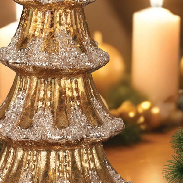 12″ Gold Mercury Glass Tabletop Christmas Tree