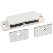 Hardware Resources 15 lb. White Double Magnetic Catch with Zinc Strike and Screws