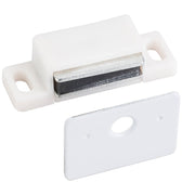 Hardware Resources 15 lb. White Single Magnetic Catch with Polished White Strike and Screws