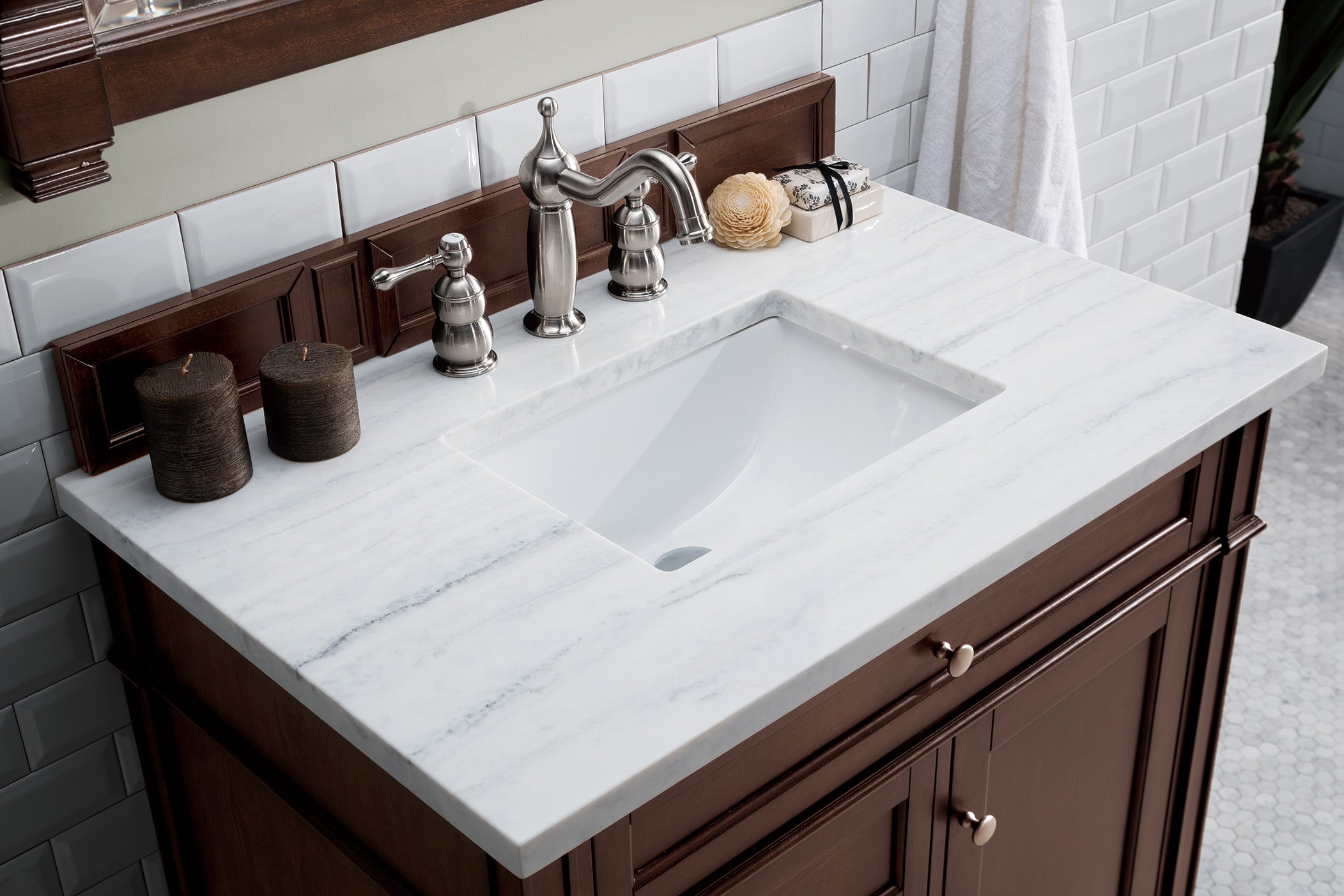 James Martin Brittany 36" Single Vanity in Burnished Mahogany with 3cm Countertop