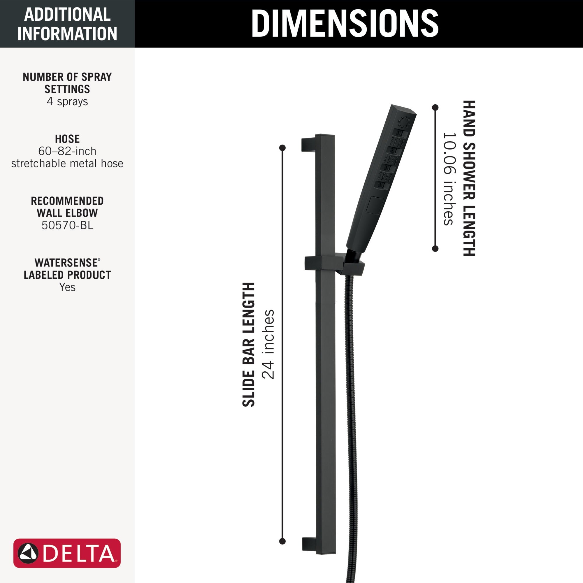 Delta Universal Showering Components H2OKinetic® Hand Shower 1.75 GPM w/Slide Bar 4S