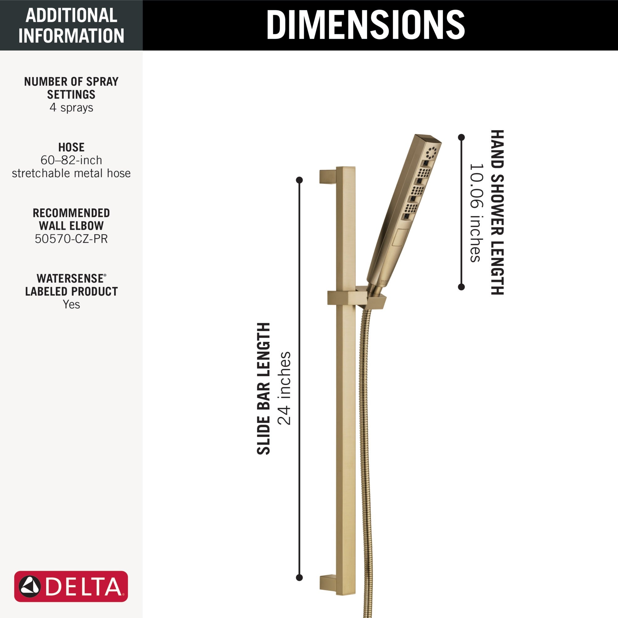Delta Universal Showering Components H2OKinetic® Hand Shower 1.75 GPM w/Slide Bar 4S