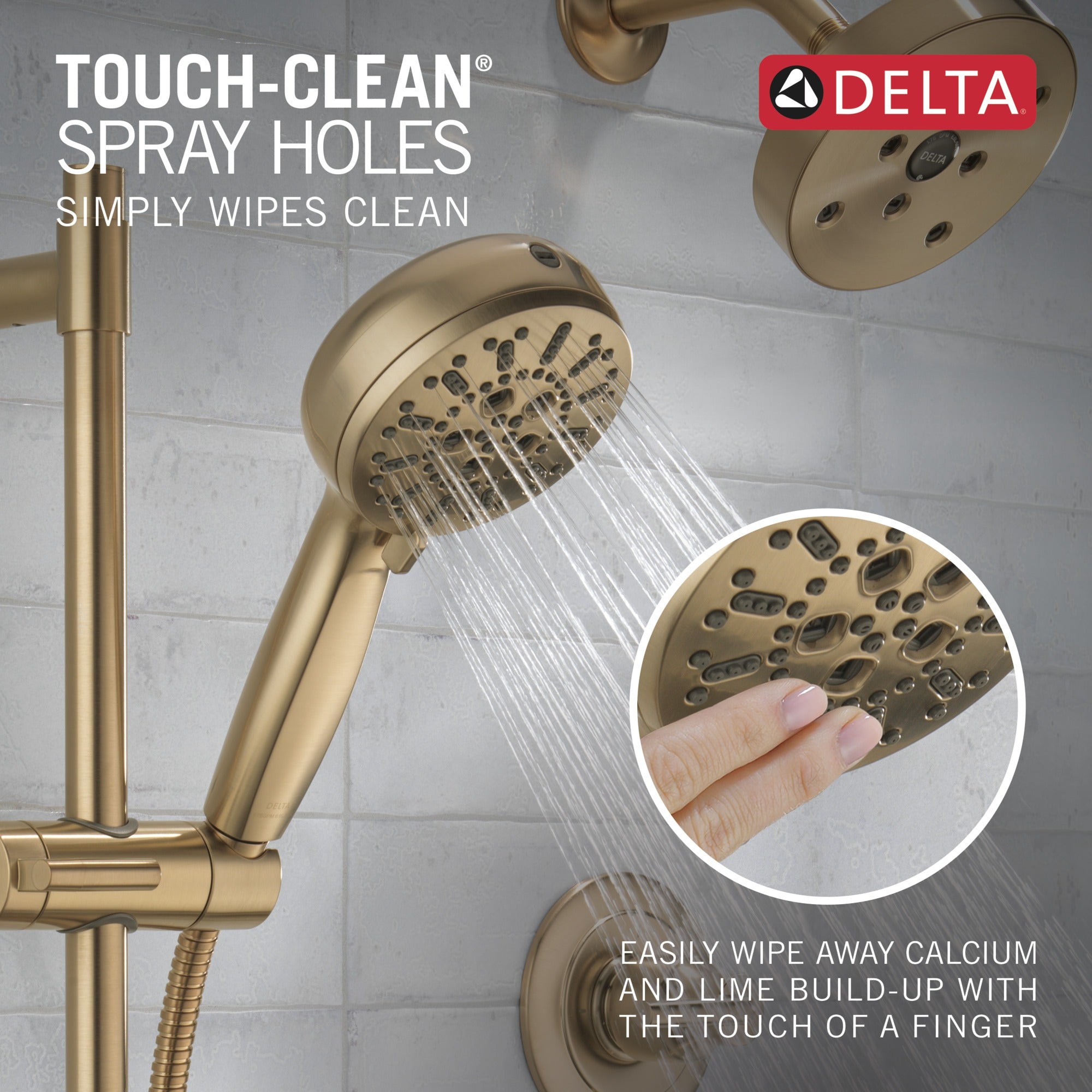 Delta Universal Showering Components 7-Setting Slide Bar Hand Shower with Cleaning Spray