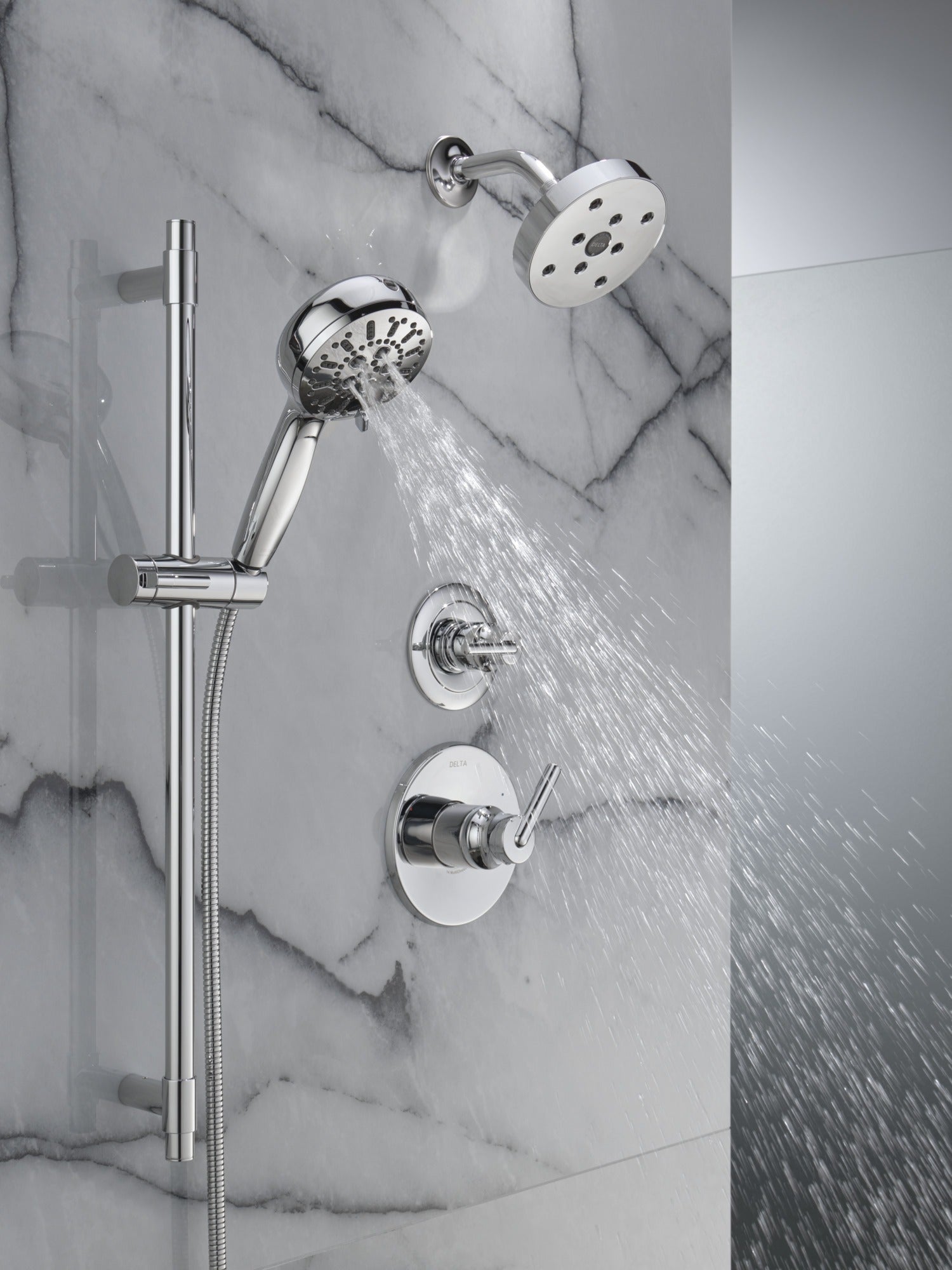 Delta Universal Showering Components 7-Setting Slide Bar Hand Shower with Cleaning Spray