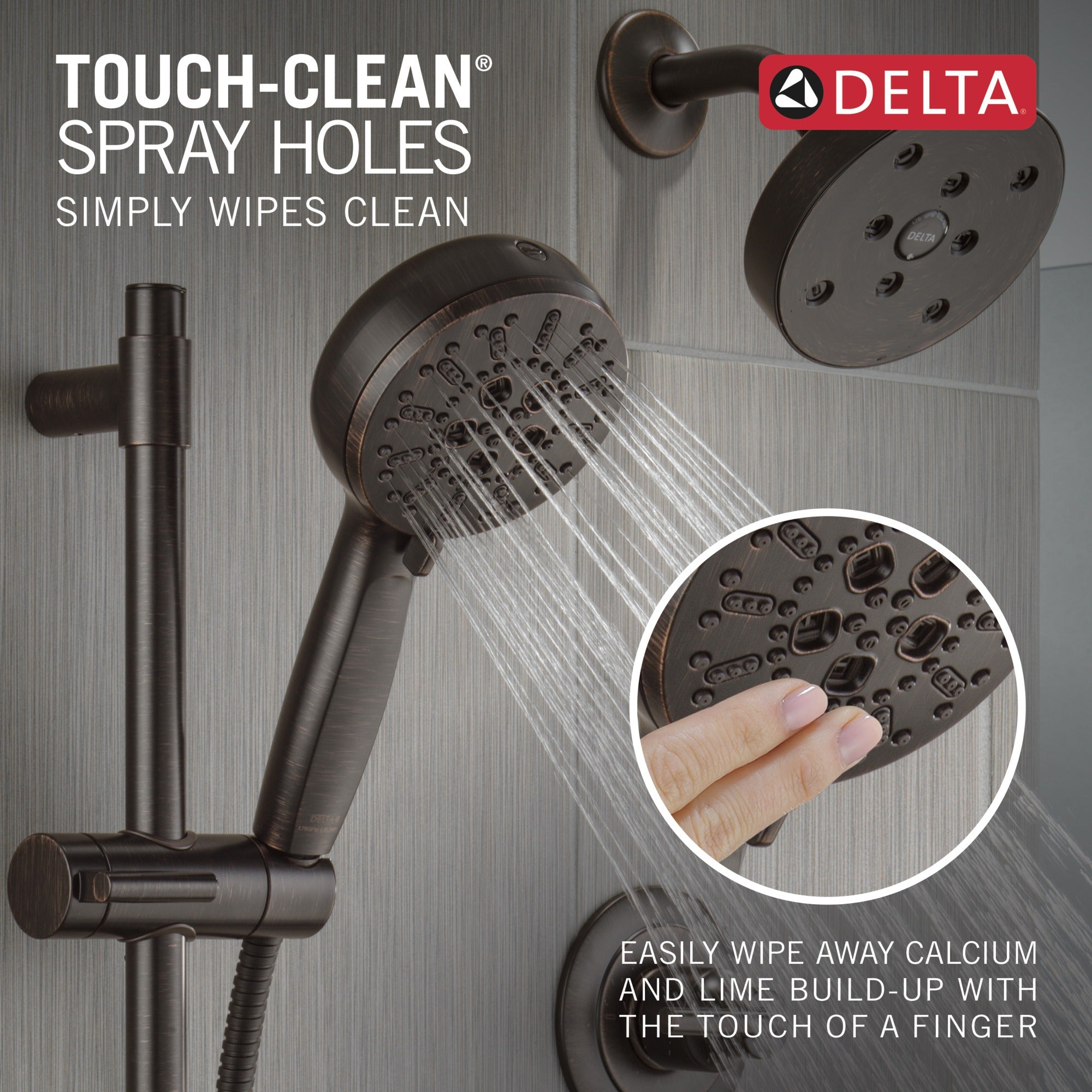 Delta Universal Showering Components 7-Setting Slide Bar Hand Shower with Cleaning Spray