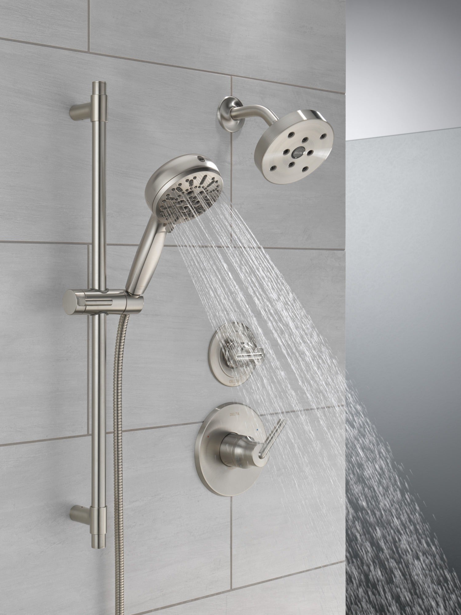 Delta Universal Showering Components 7-Setting Slide Bar Hand Shower with Cleaning Spray