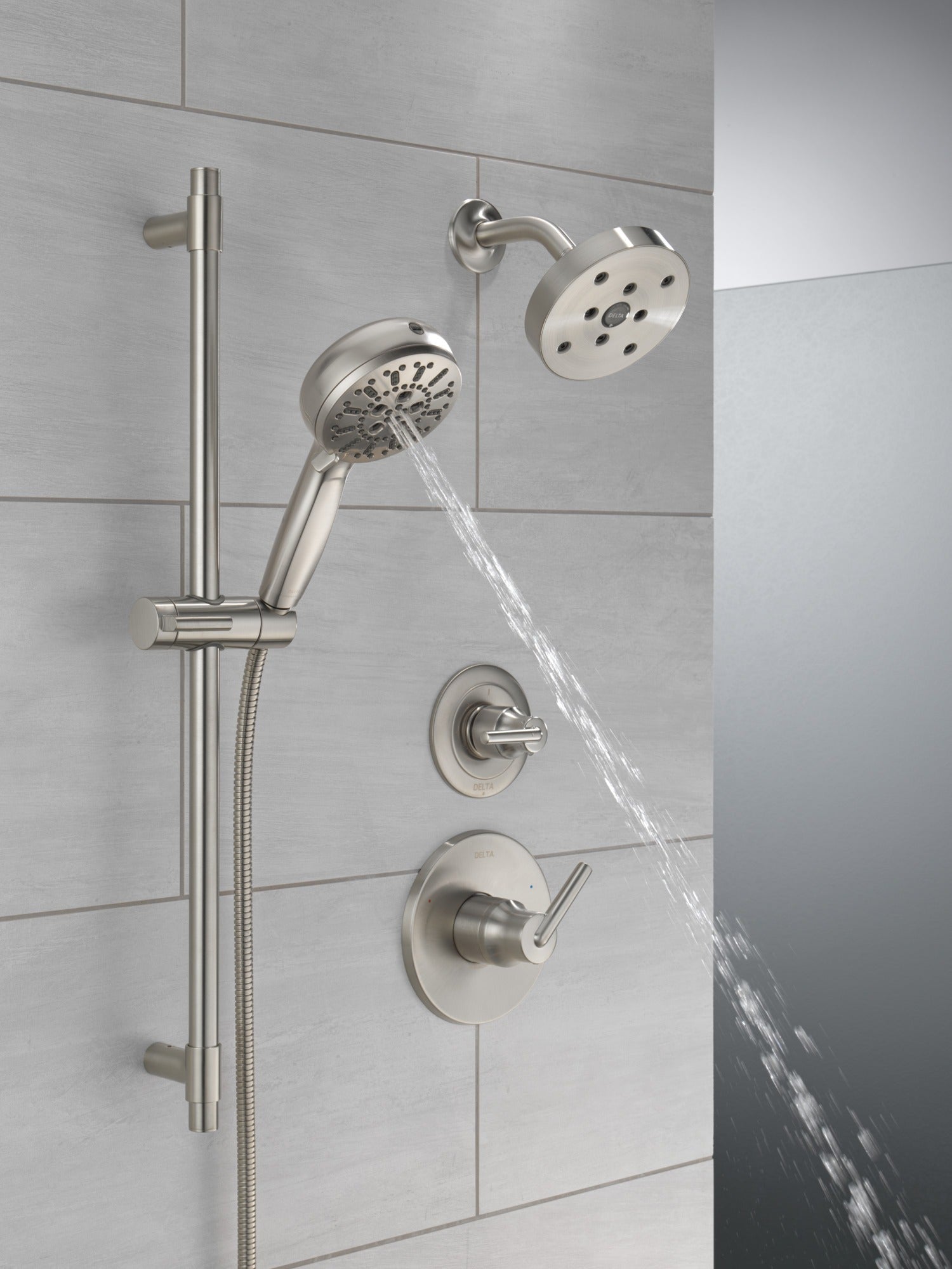 Delta Universal Showering Components 7-Setting Slide Bar Hand Shower with Cleaning Spray