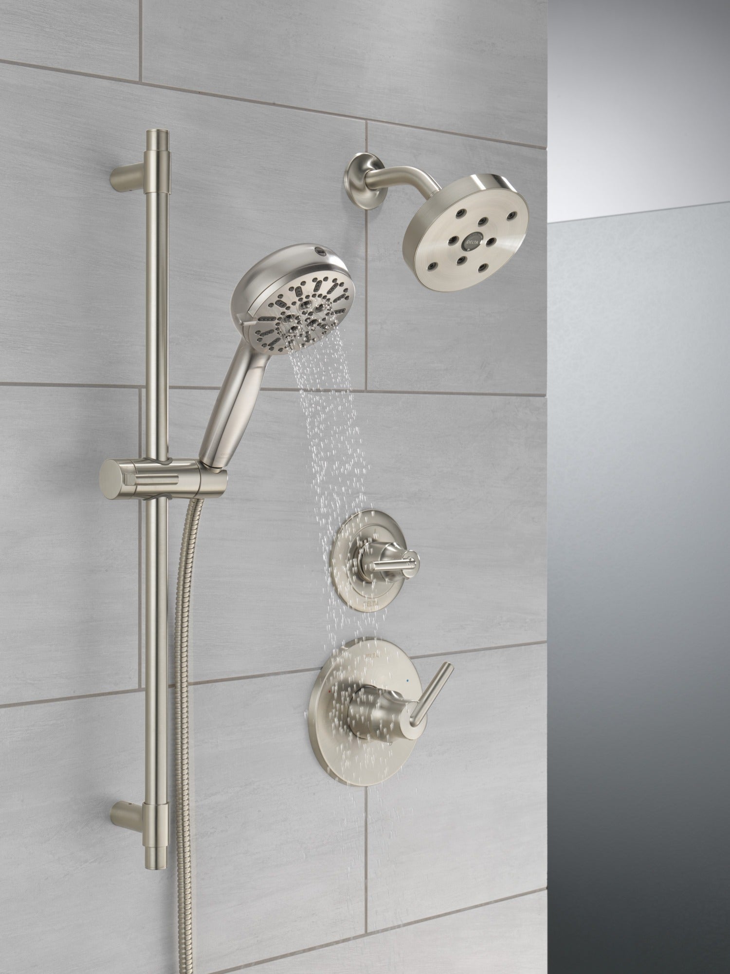 Delta Universal Showering Components 7-Setting Slide Bar Hand Shower with Cleaning Spray