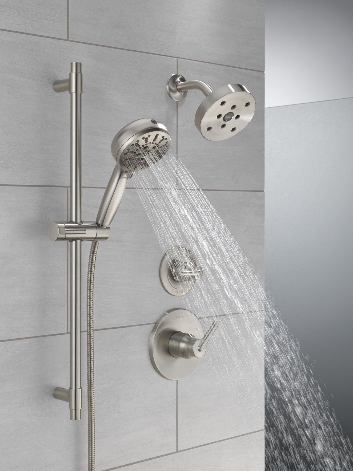 Delta Universal Showering Components 7-Setting Slide Bar Hand Shower with Cleaning Spray
