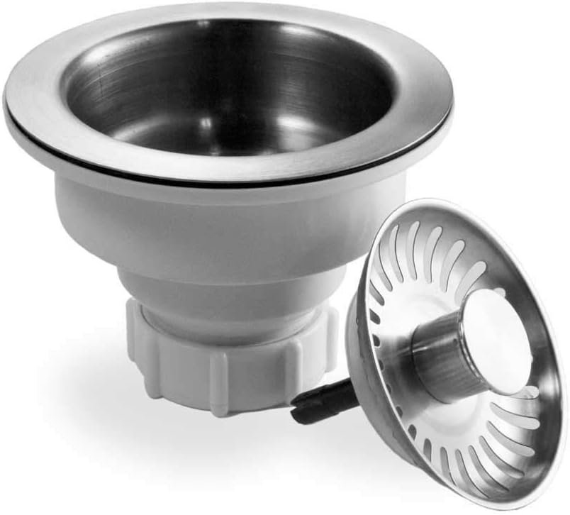 Houzer 3-1/2" Stainless Steel Pop-Up Basket Strainer with EZ Grip