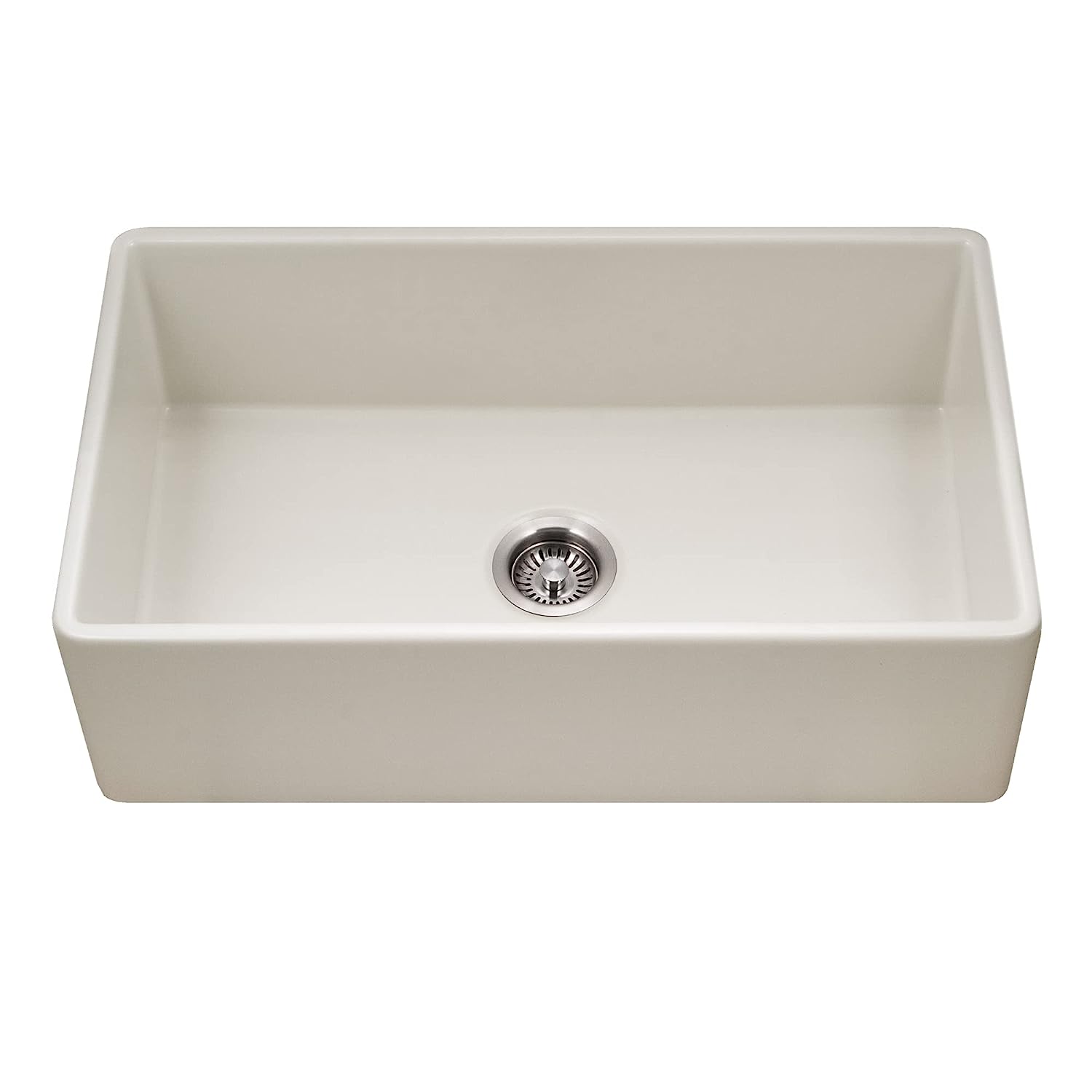 Houzer Platus 33" White Fireclay Apron Front Farmhouse Single Bowl Kitchen Sink