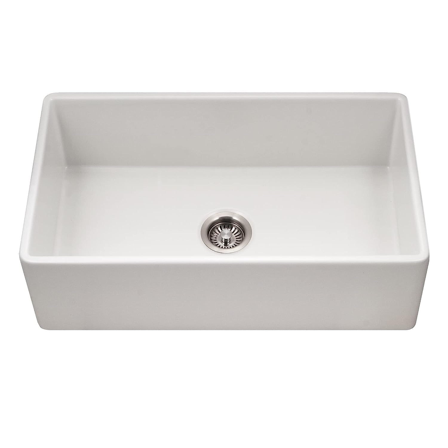 Houzer Platus 33" White Fireclay Apron Front Farmhouse Single Bowl Kitchen Sink