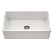 Houzer Platus 33" White Fireclay Apron Front Farmhouse Single Bowl Kitchen Sink