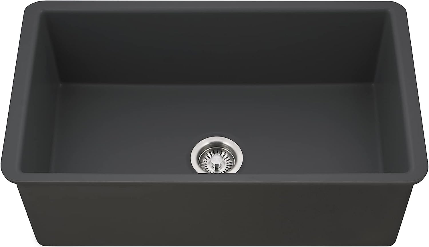 Houzer Platus 32 inch White Fireclay Undermount Single Bowl Kitchen Sink
