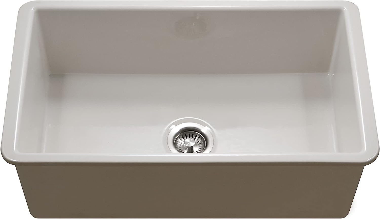 Houzer Platus 32 inch White Fireclay Undermount Single Bowl Kitchen Sink