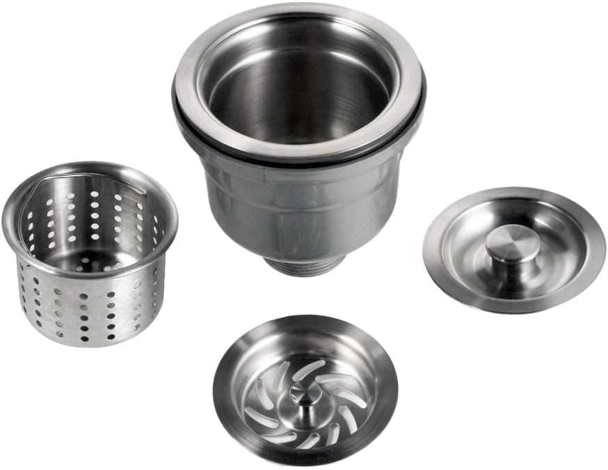 Houzer 3-1/2" Stainless Steel Deep Cup Basket Strainer with EZ Grip