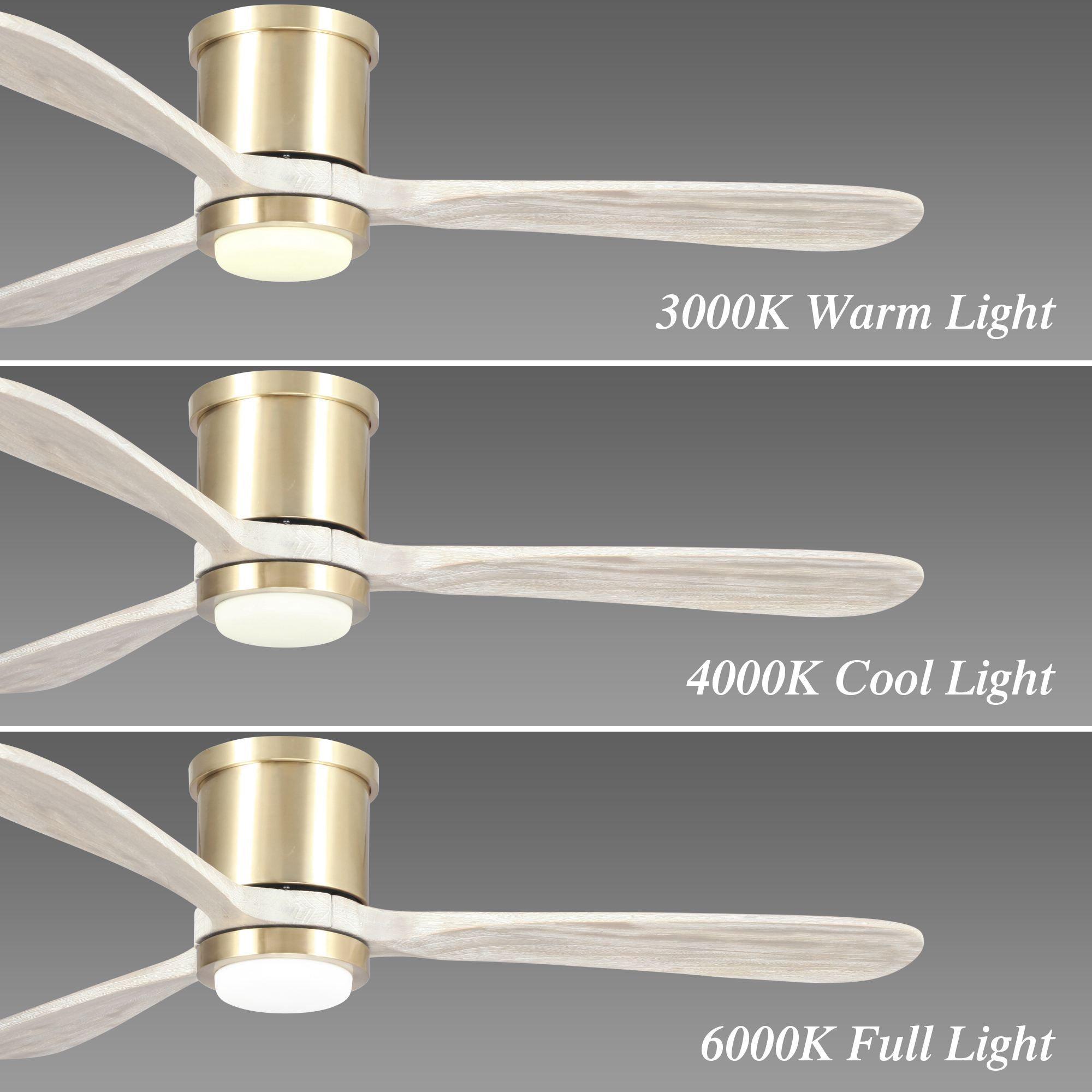 52" Mayna Led Indoor Copper Flush Mounted Ceiling Fan With Light And Remote Control