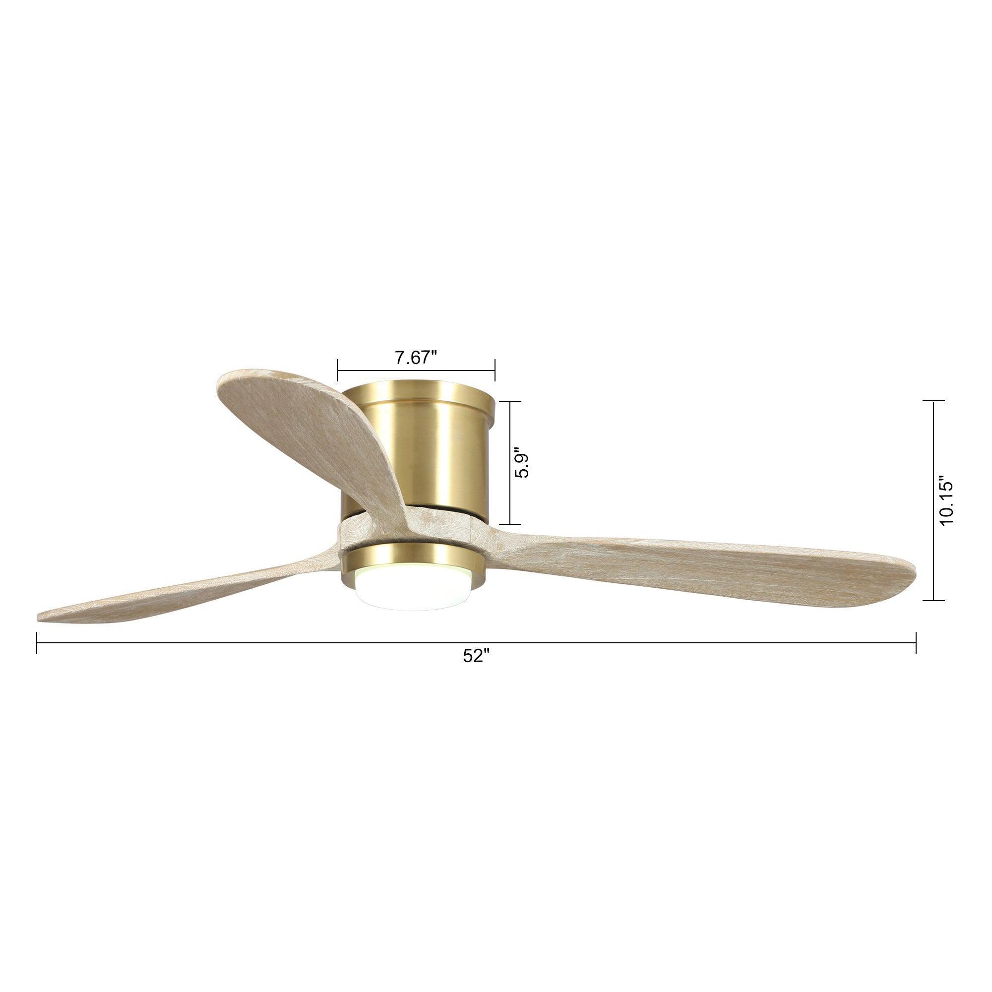 52" Mayna Led Indoor Copper Flush Mounted Ceiling Fan With Light And Remote Control