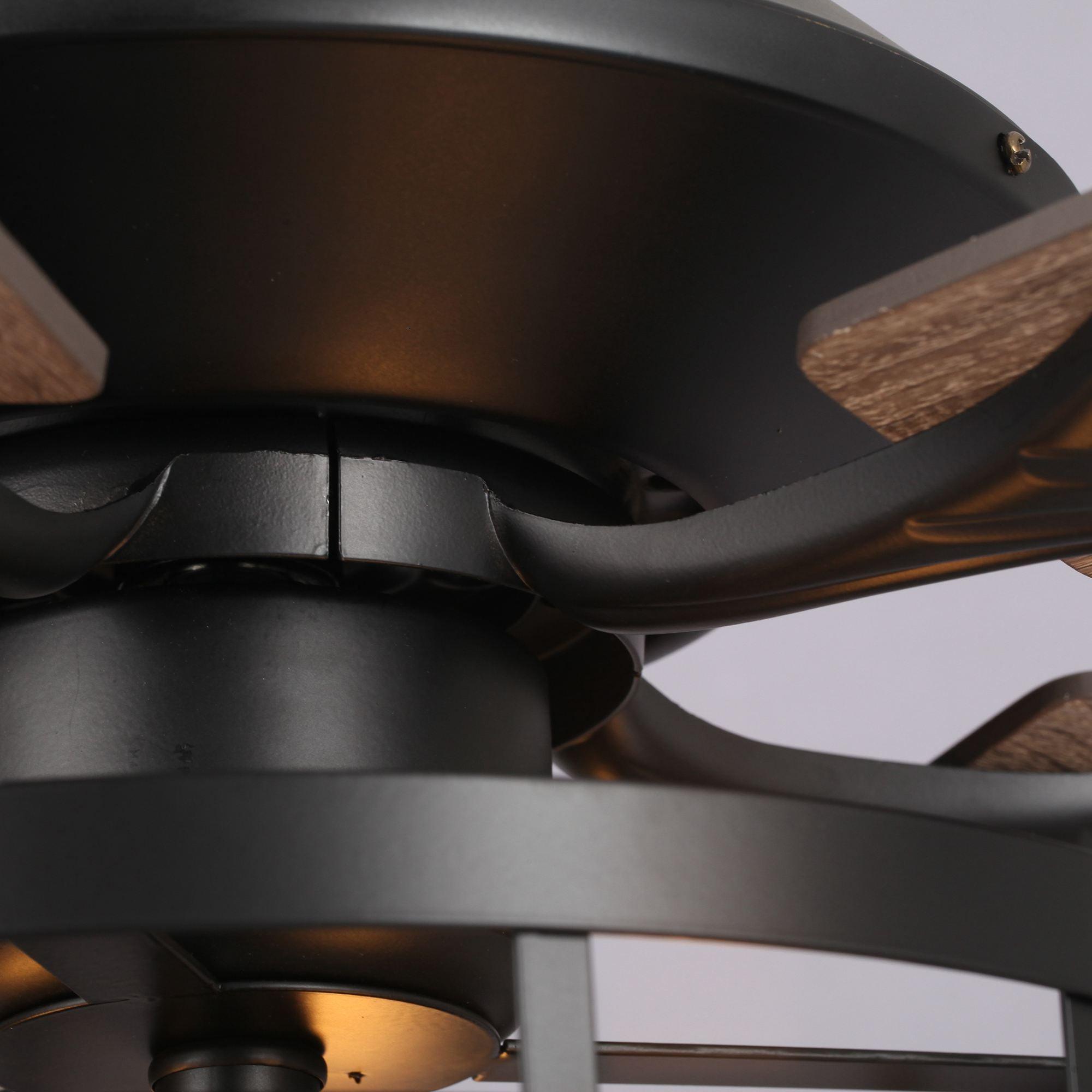 52" Paquette In Indoor Matte Black Industrial Ceiling Fan With Remote Control And Light Kit