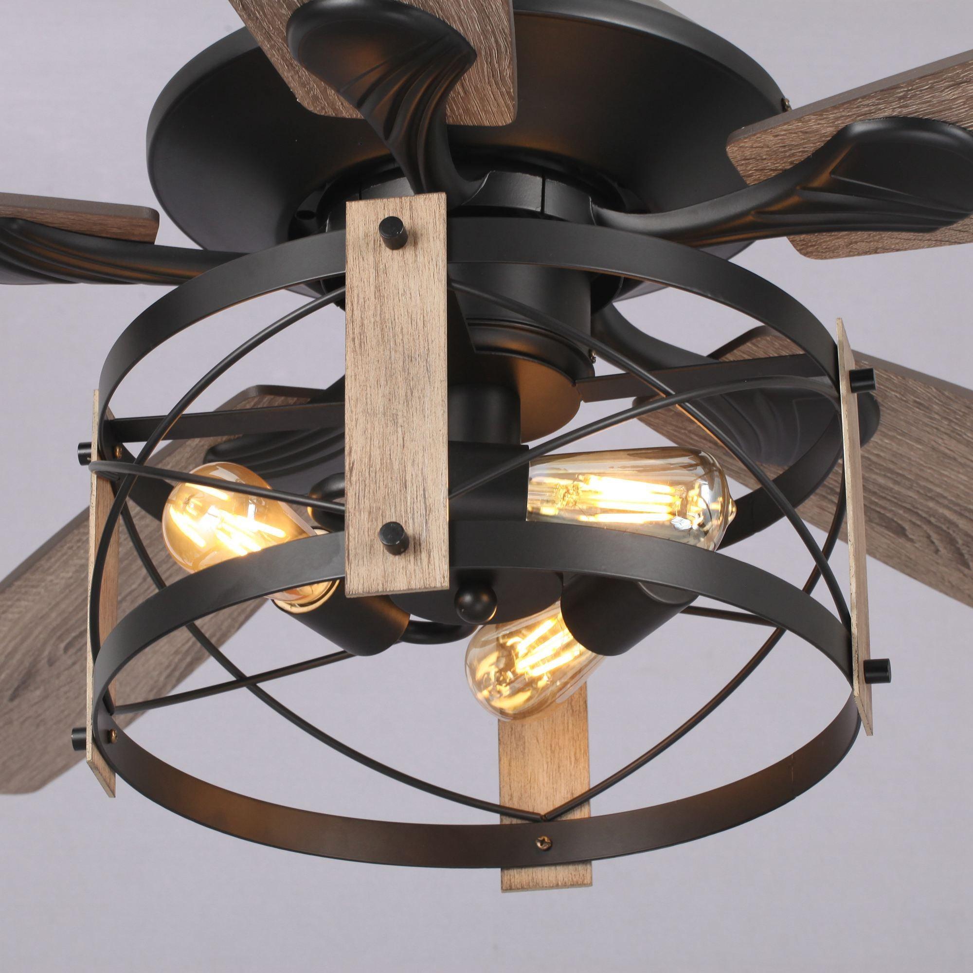 52" Wisner Industrial Downrod Mount Reversible Ceiling Fan with Lighting and Remote Control