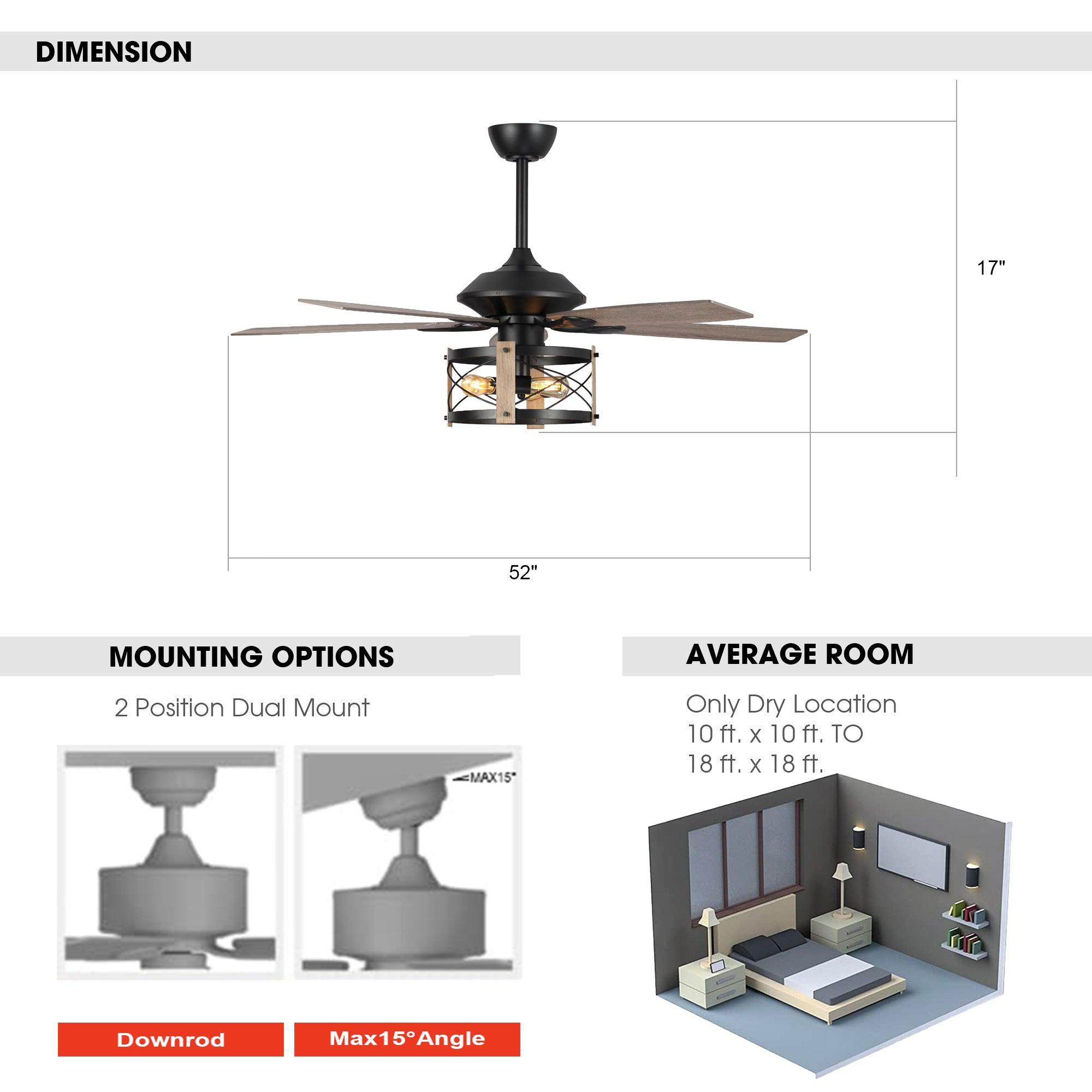 52" Wisner Industrial Downrod Mount Reversible Ceiling Fan with Lighting and Remote Control