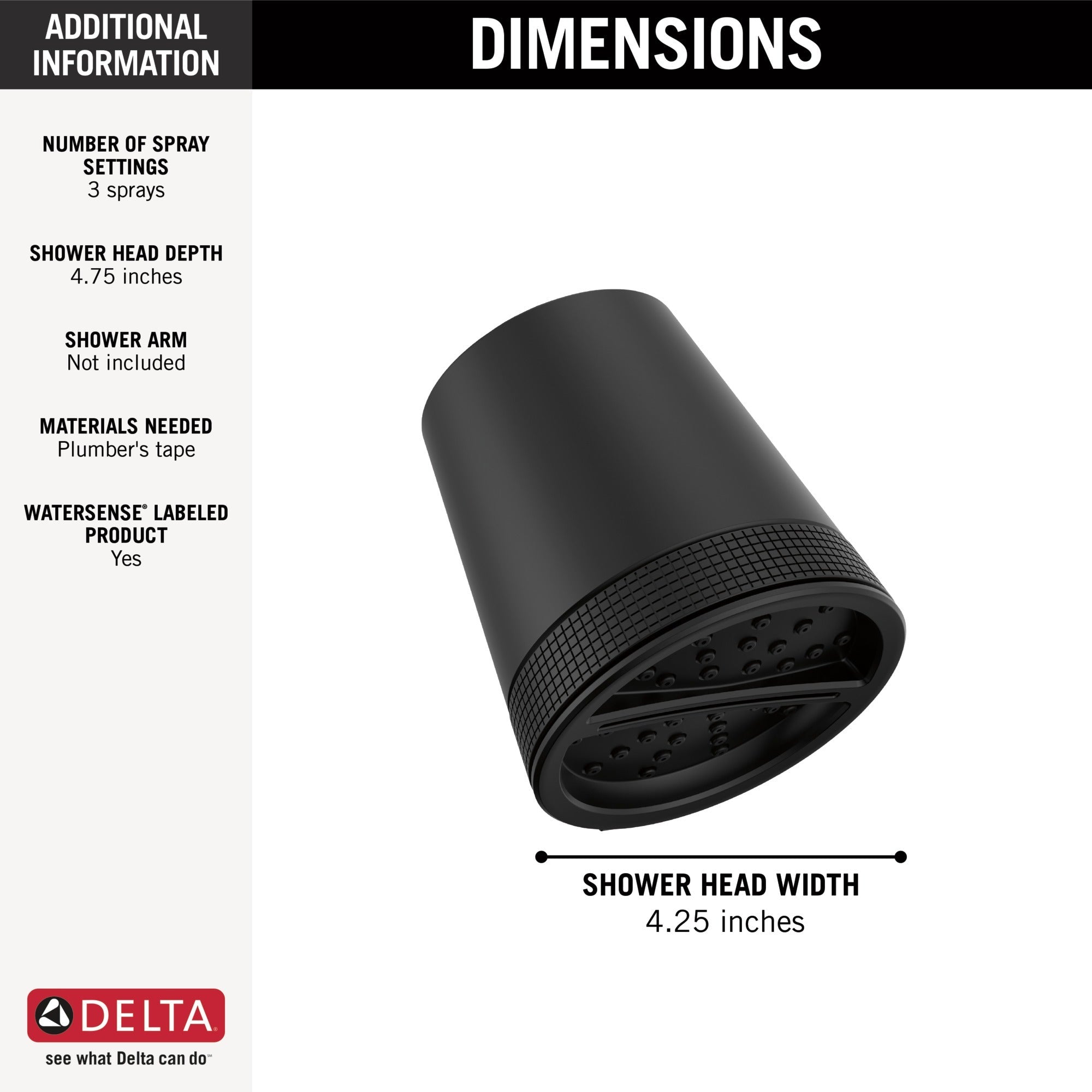 Delta Universal Showering Components 3-Setting Showerhead
