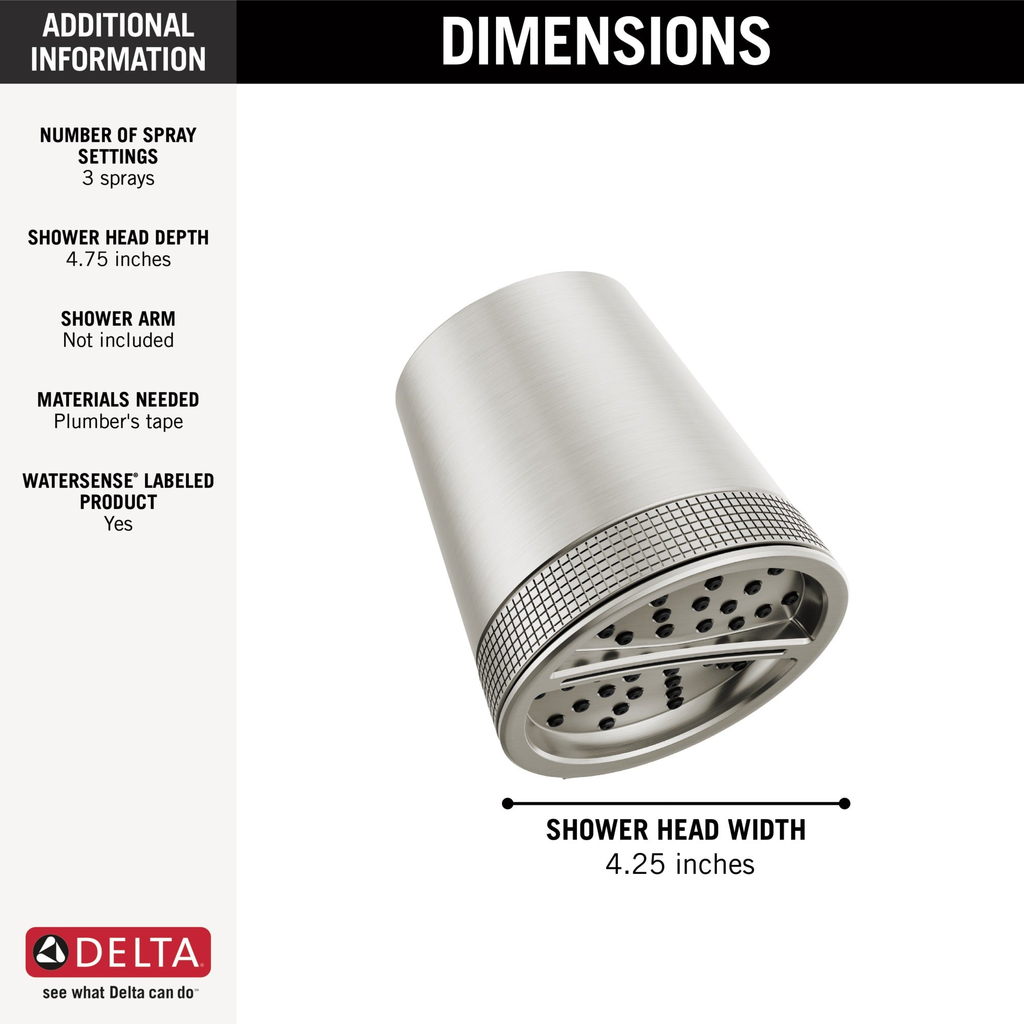 Delta Universal Showering Components 3-Setting Showerhead