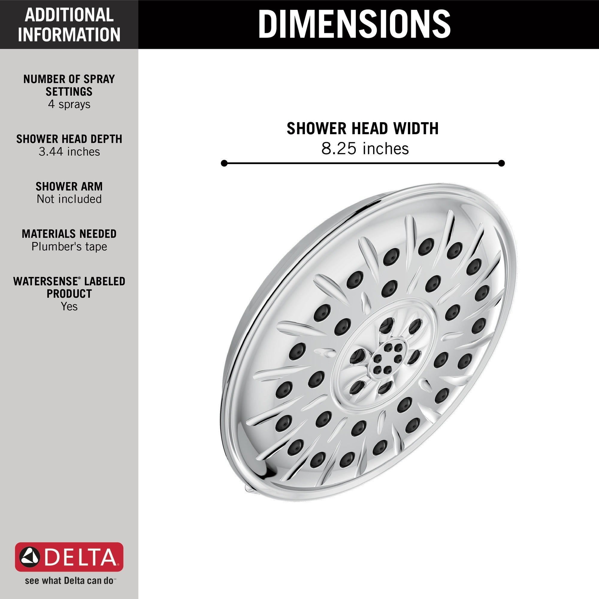 Delta Universal Showering Components Ultrasoak® 4-Setting Shower Head