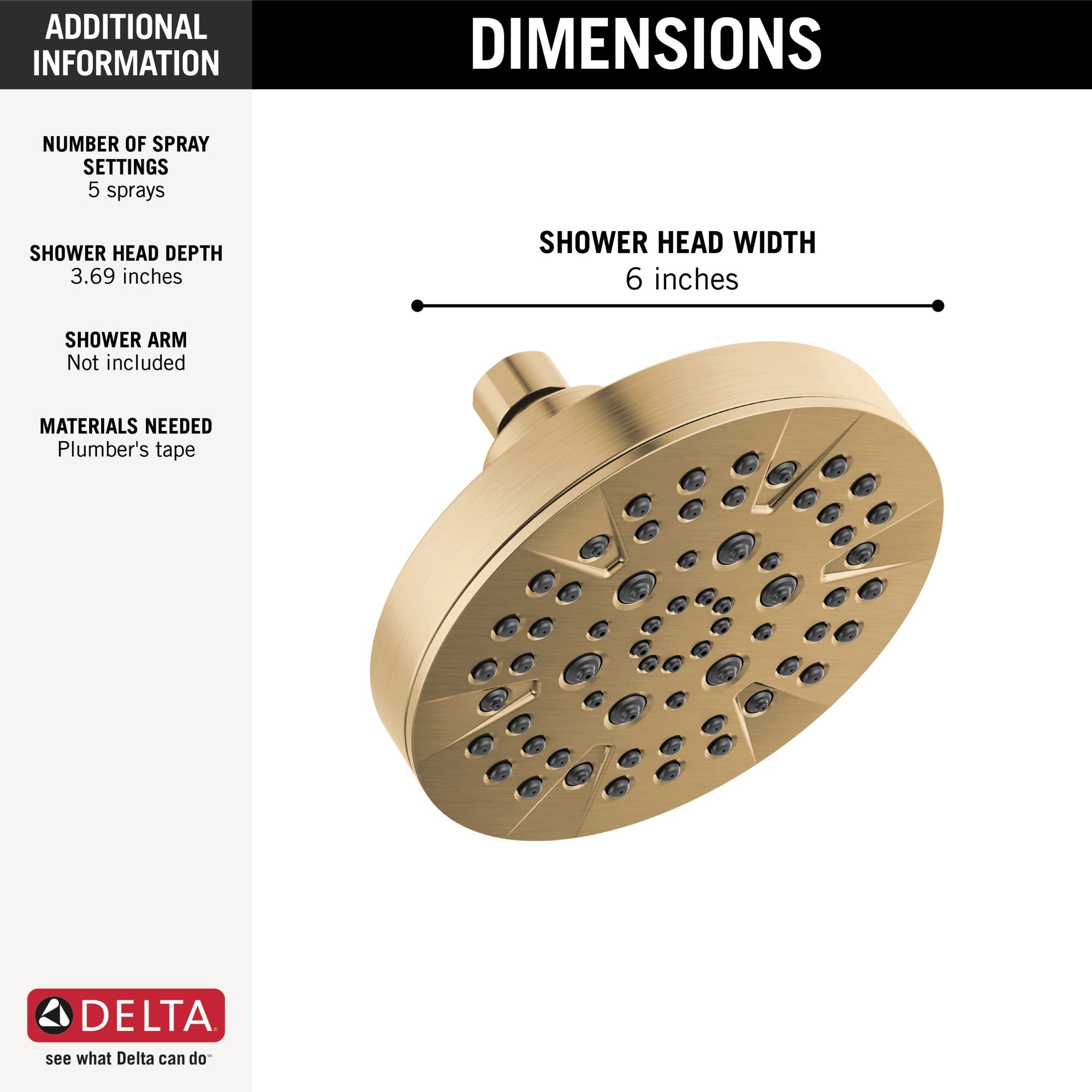Delta Universal Showering Components 5-Setting Showerhead
