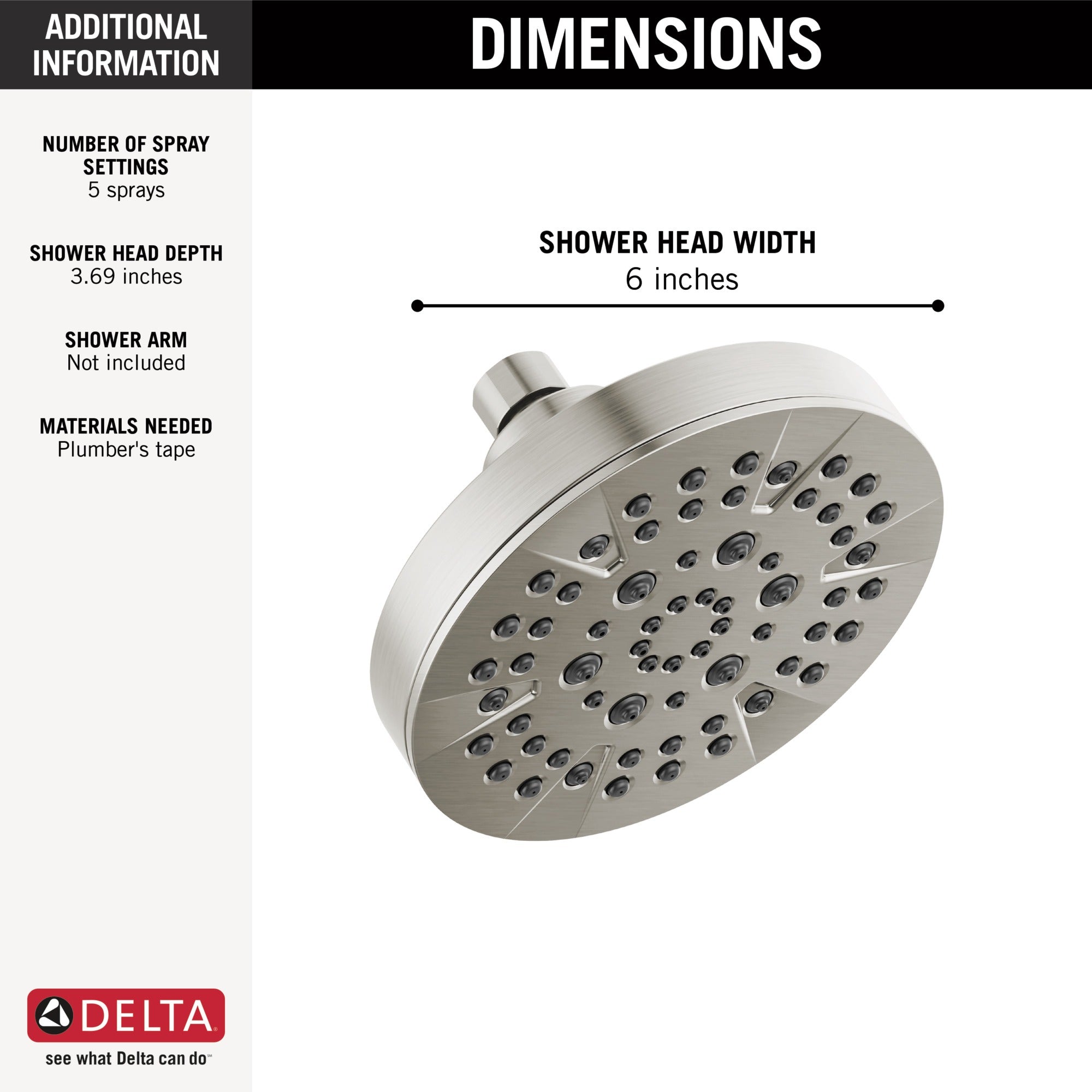 Delta Universal Showering Components 5-Setting Showerhead