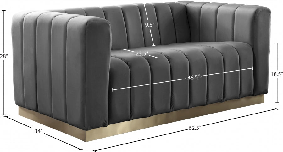 Marlon 62.5" Velvet Upholstered Loveseat
