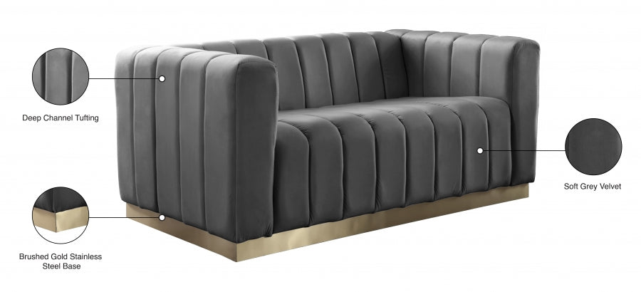 Marlon 62.5" Velvet Upholstered Loveseat