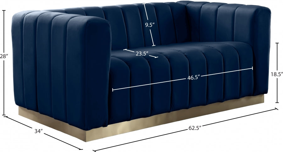 Marlon 62.5" Velvet Upholstered Loveseat
