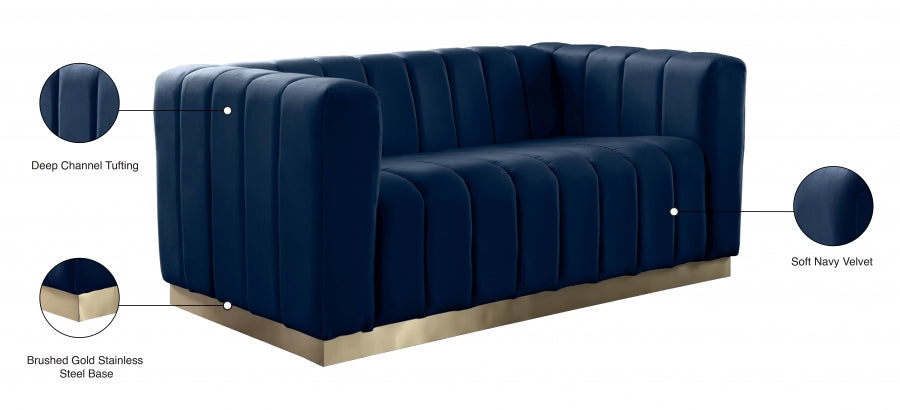 Marlon 62.5" Velvet Upholstered Loveseat