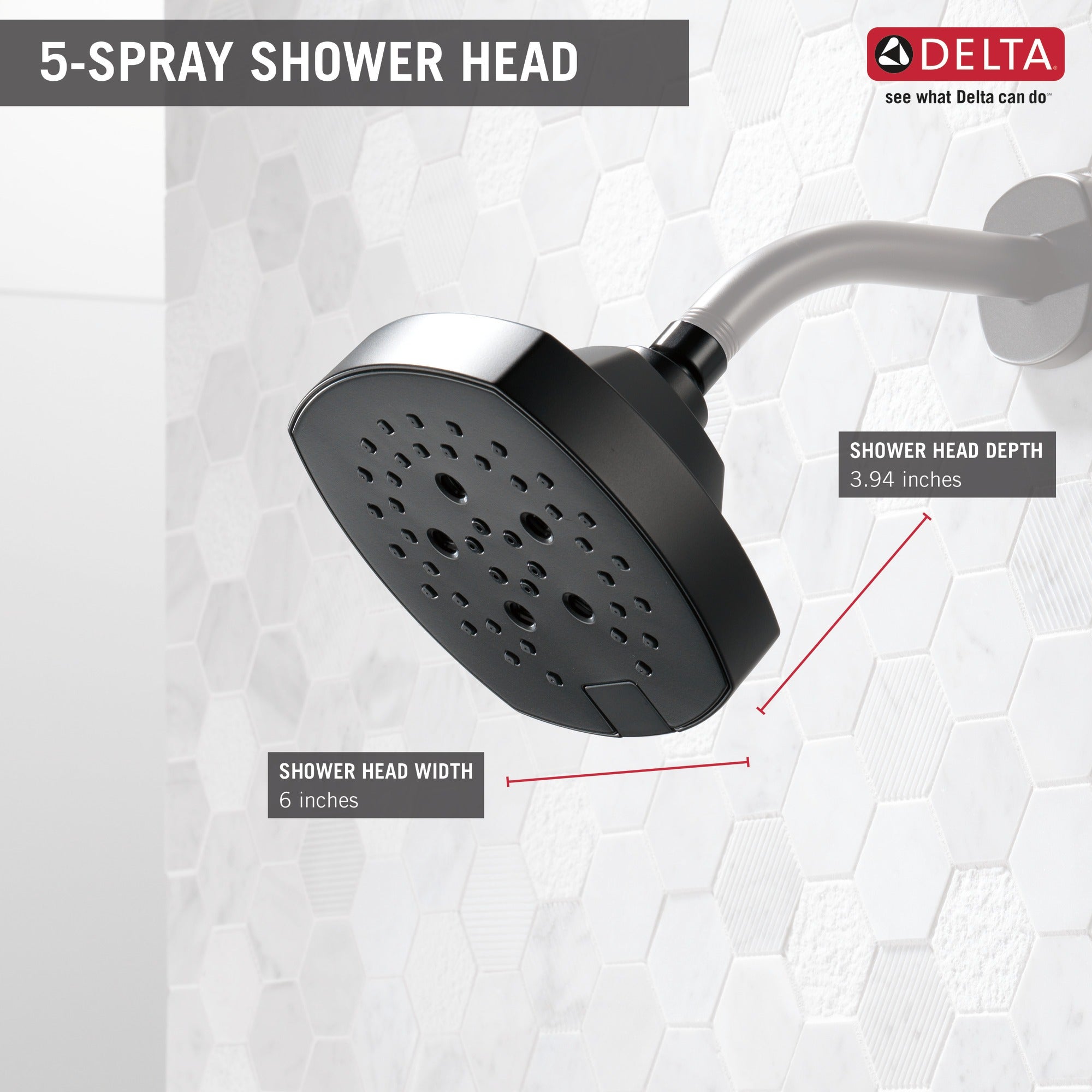 Delta Universal Showering Components H2OKinetic® 5-Setting Shower Head
