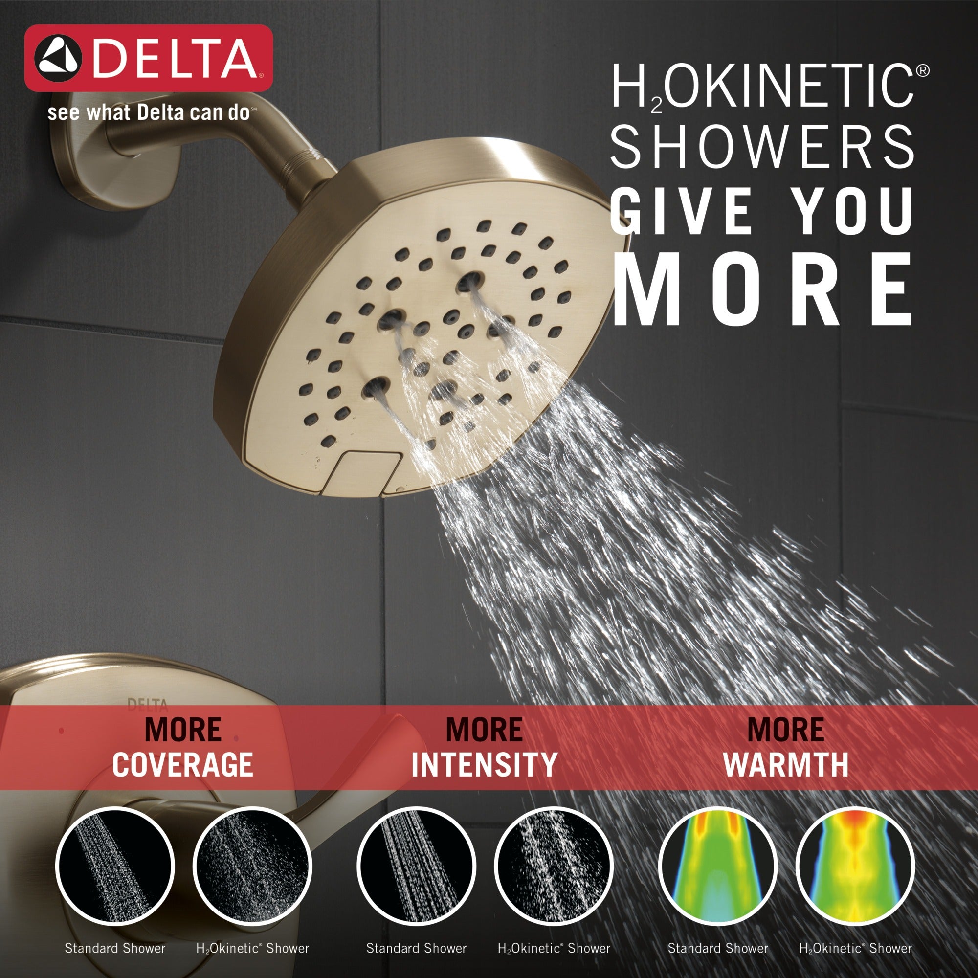 Delta Universal Showering Components H2OKinetic® 5-Setting Shower Head