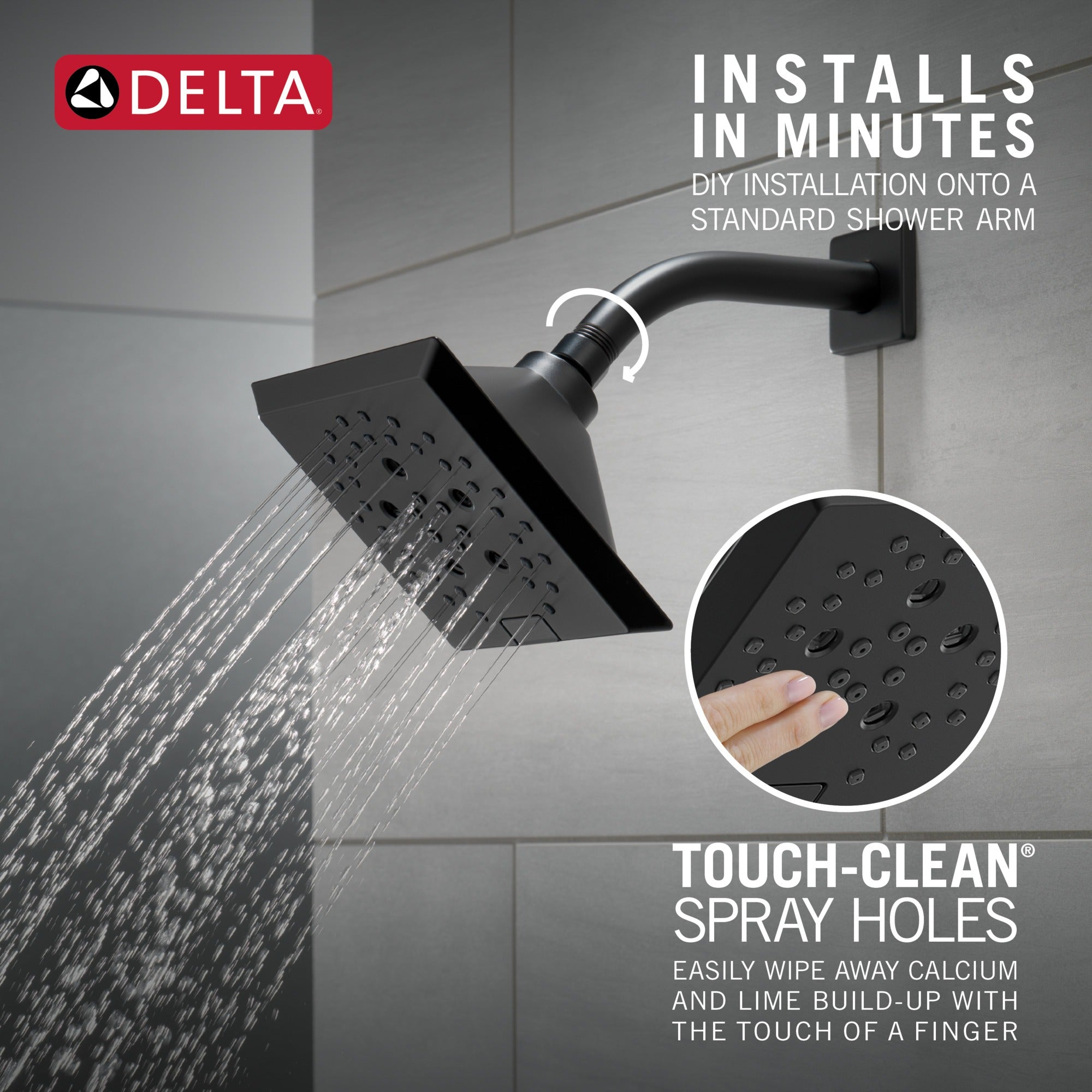 Delta Universal Showering Components H2OKinetic® 5-Setting Angular Modern Raincan Shower Head