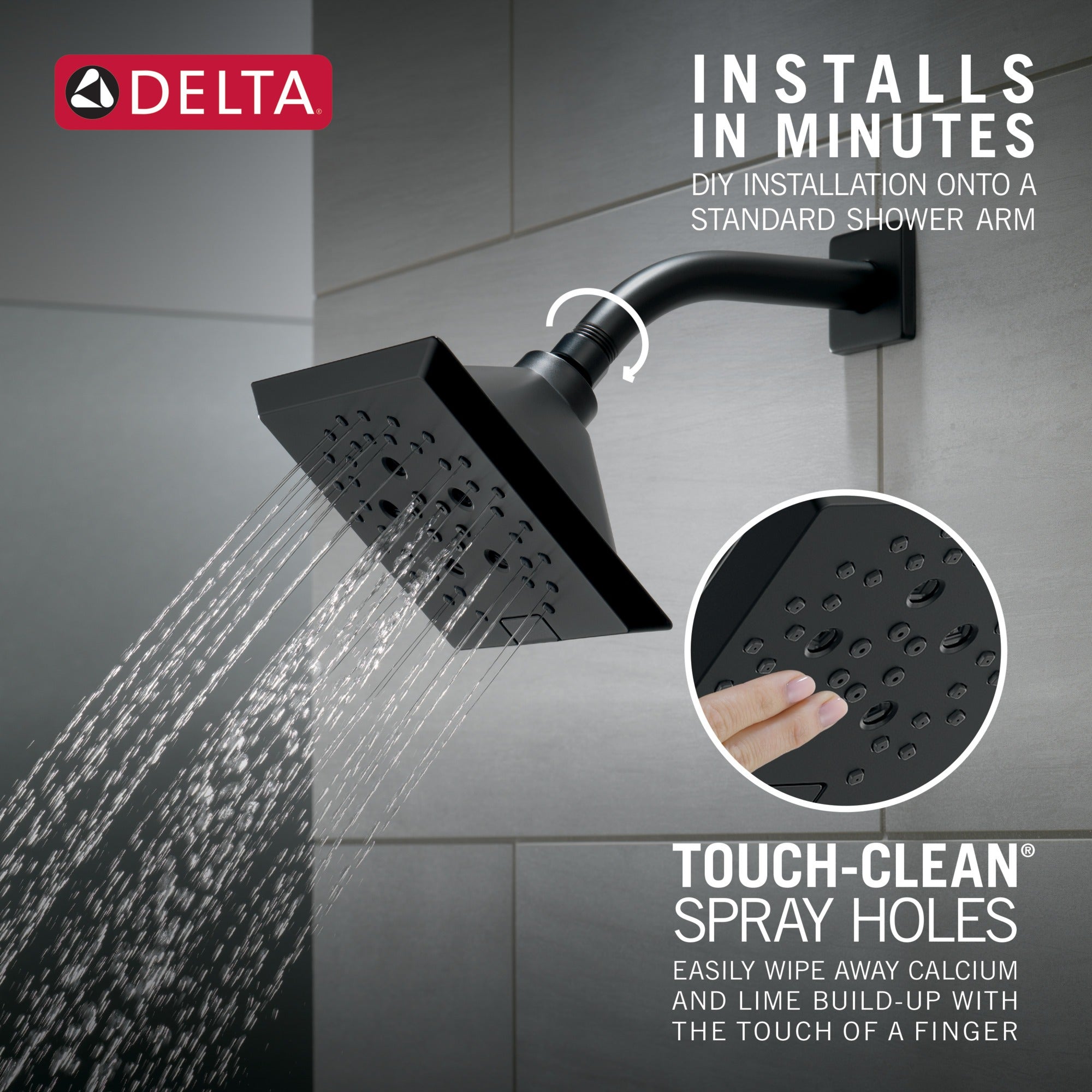 Delta Universal Showering Components H2OKinetic® 5-Setting Angular Modern Raincan Shower Head