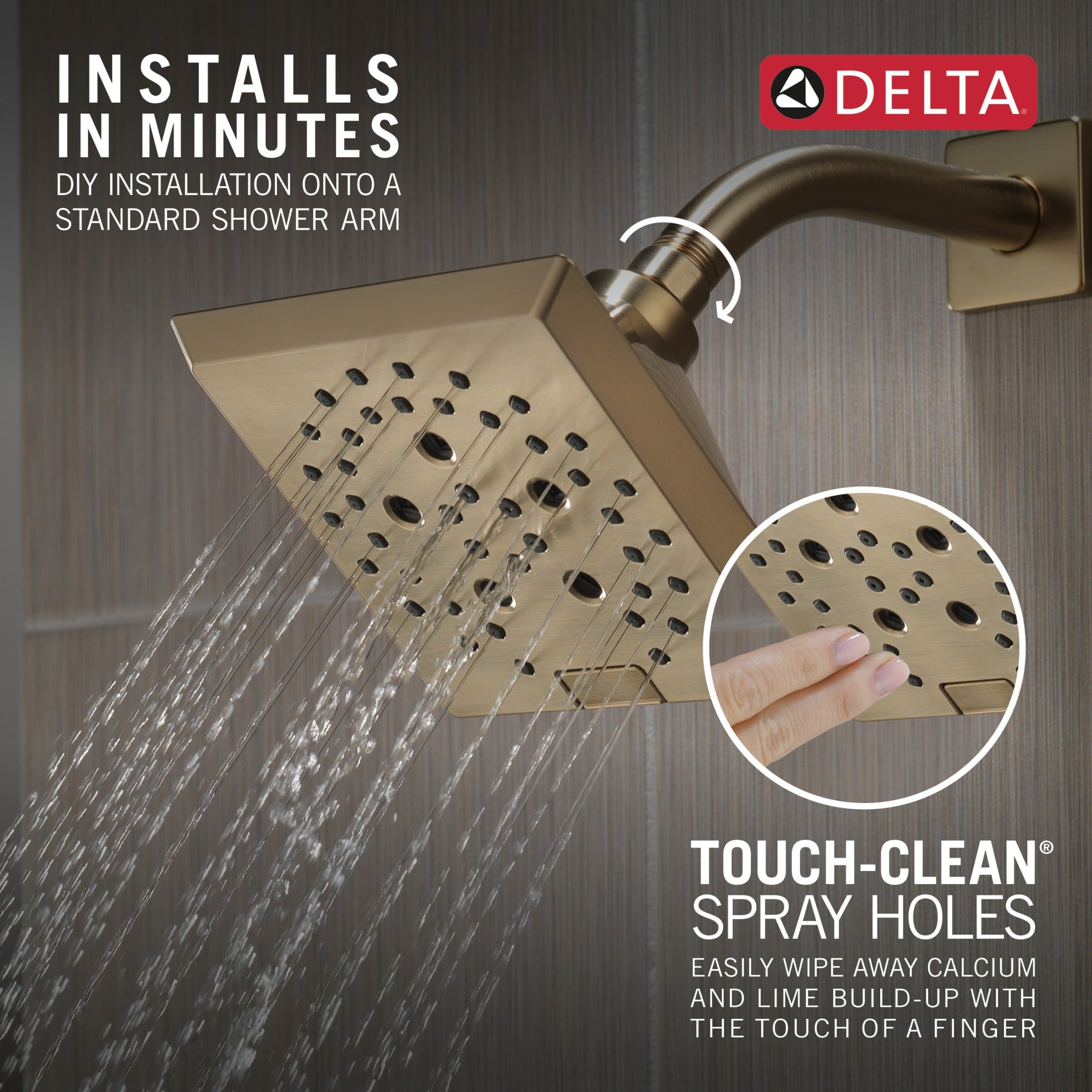 Delta Universal Showering Components H2OKinetic® 5-Setting Angular Modern Raincan Shower Head