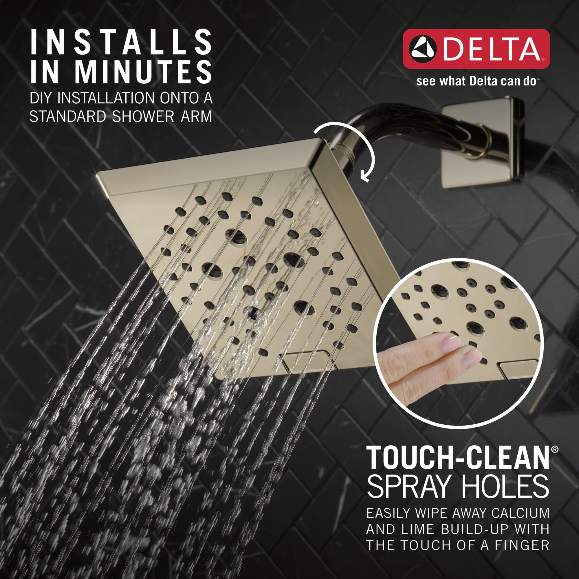 Delta Universal Showering Components H2OKinetic® 5-Setting Angular Modern Raincan Shower Head