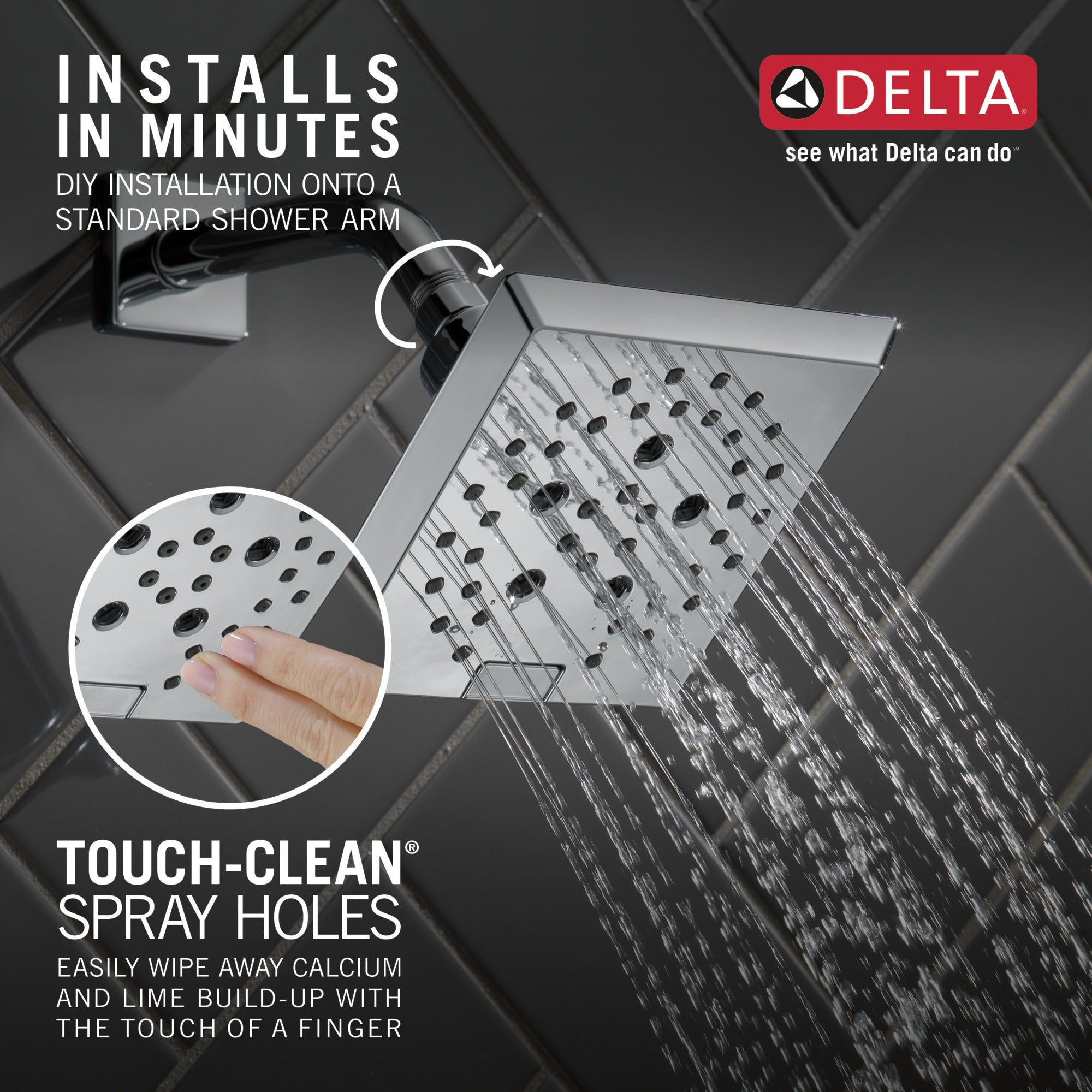 Delta Universal Showering Components H2OKinetic® 5-Setting Angular Modern Raincan Shower Head