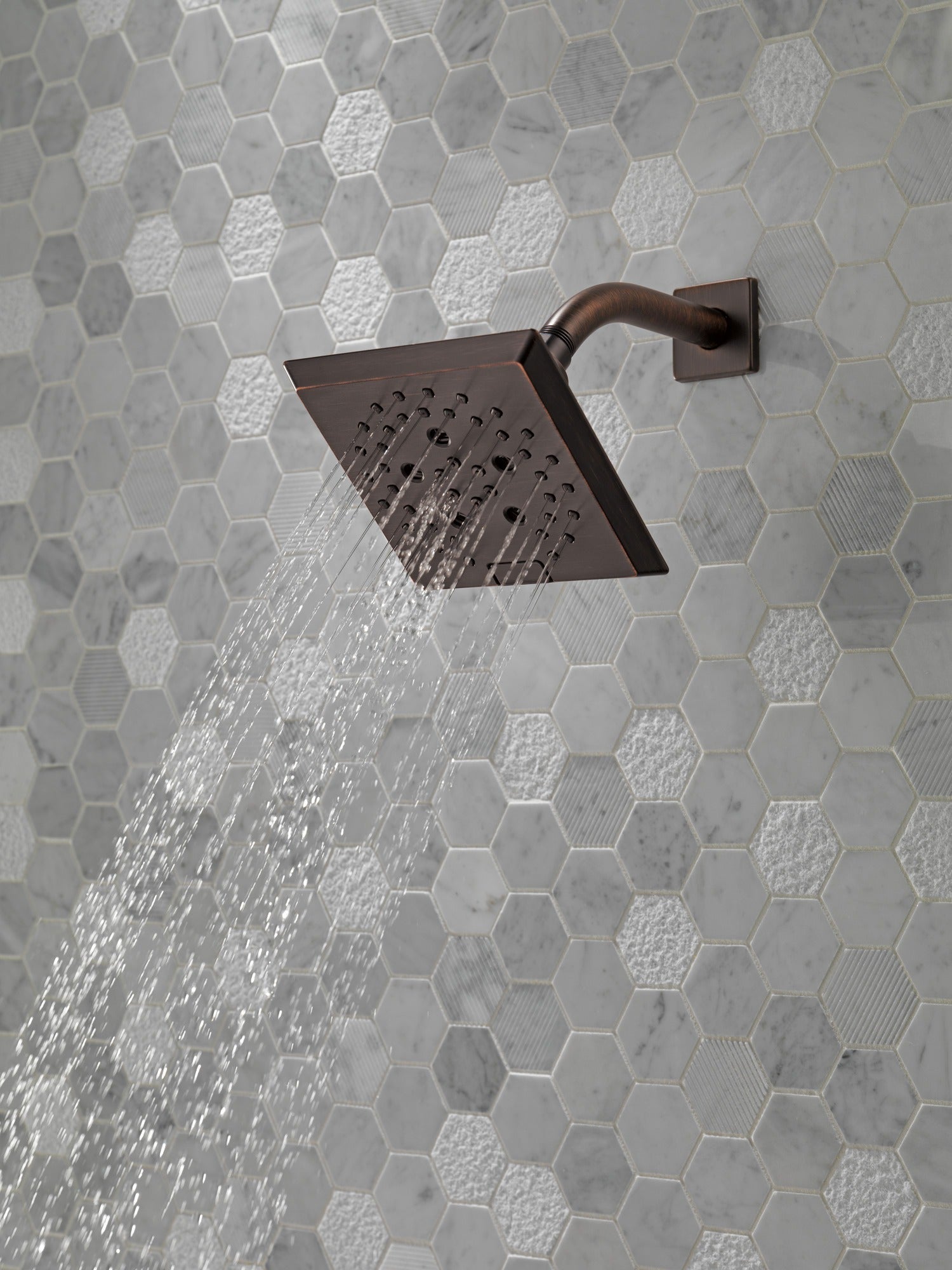 Delta Universal Showering Components H2OKinetic® 5-Setting Angular Modern Raincan Shower Head