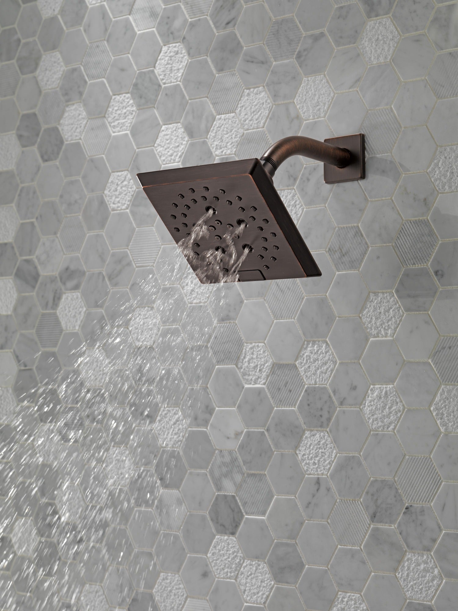 Delta Universal Showering Components H2OKinetic® 5-Setting Angular Modern Raincan Shower Head