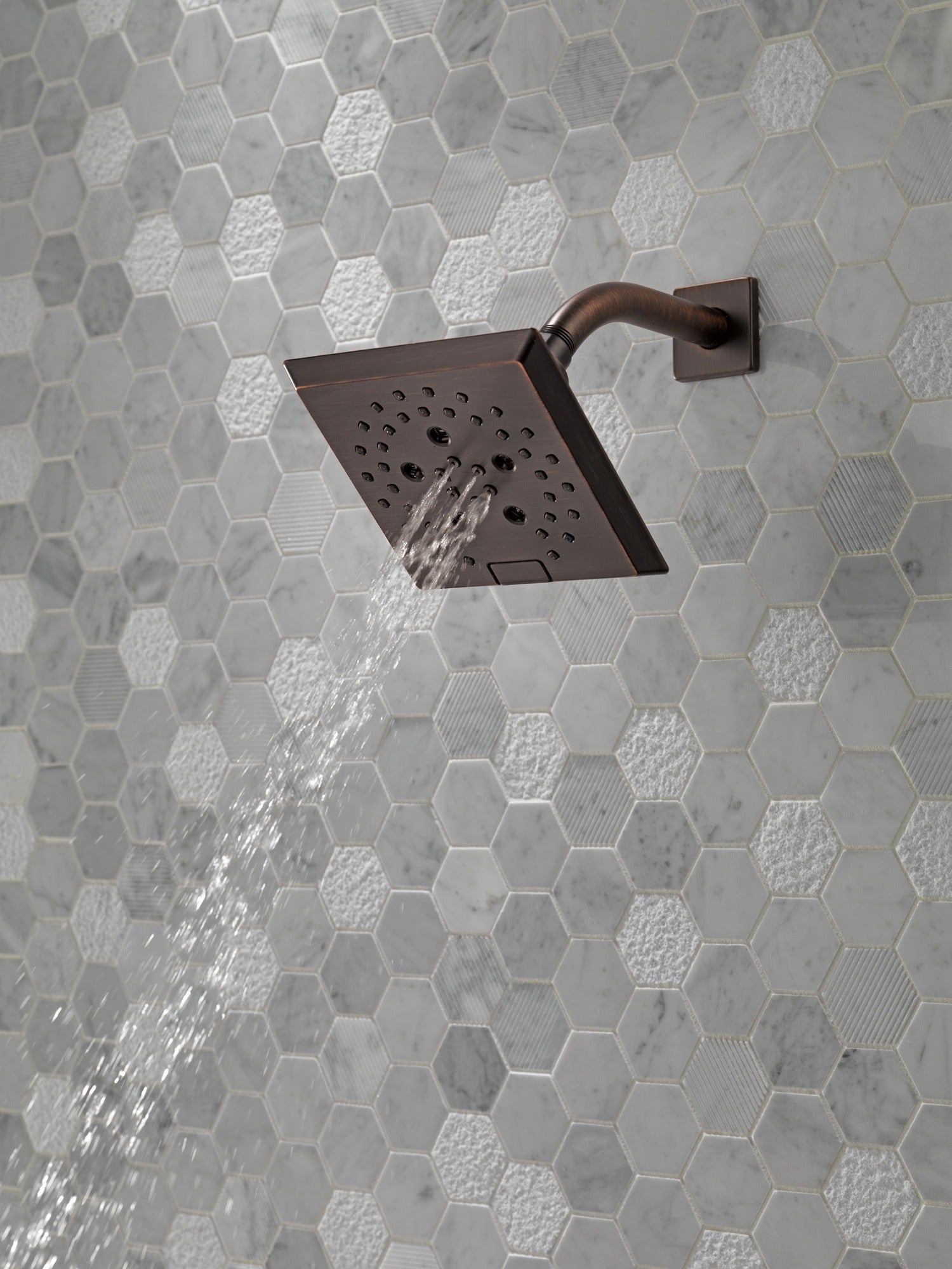 Delta Universal Showering Components H2OKinetic® 5-Setting Angular Modern Raincan Shower Head