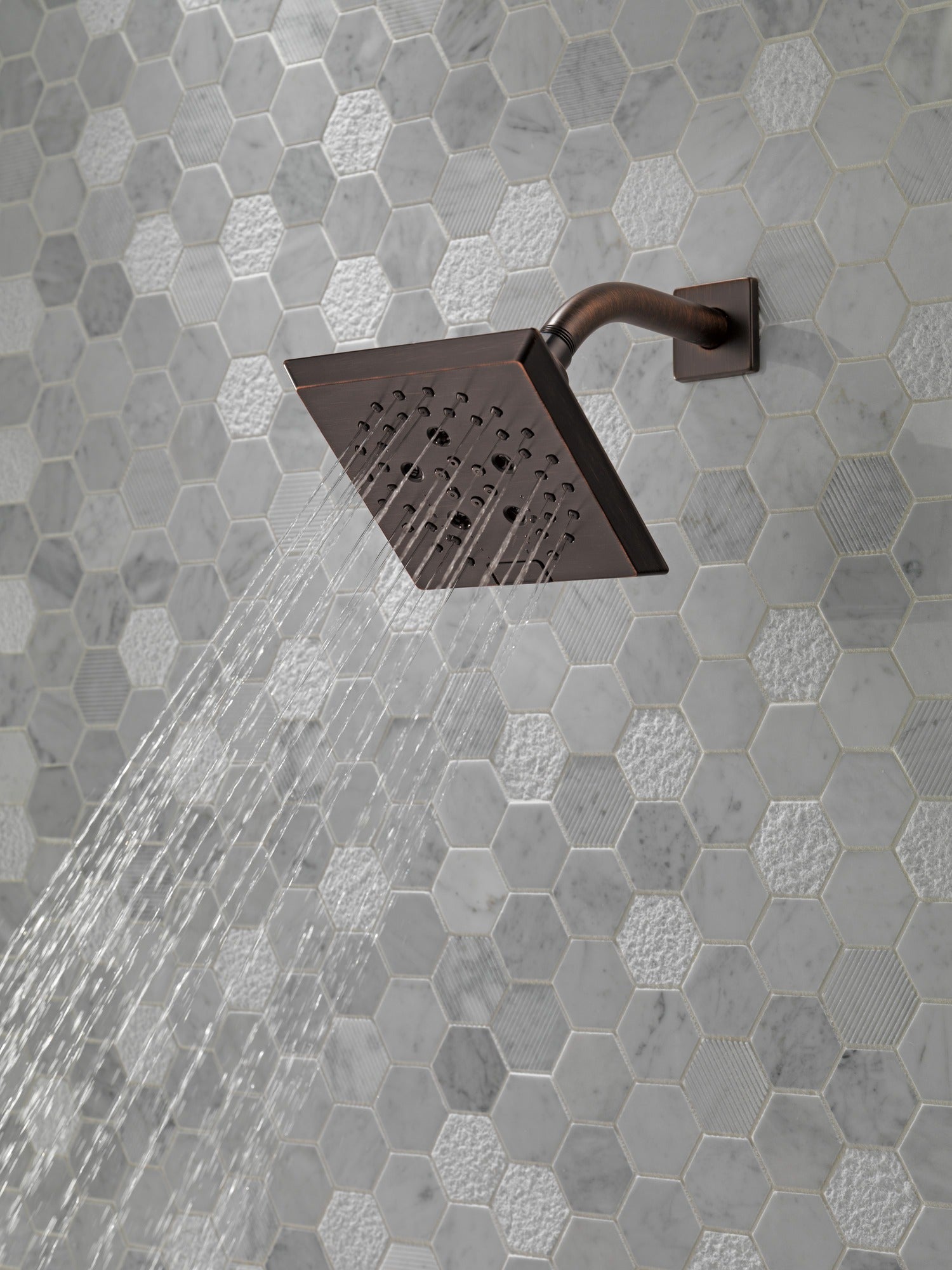 Delta Universal Showering Components H2OKinetic® 5-Setting Angular Modern Raincan Shower Head